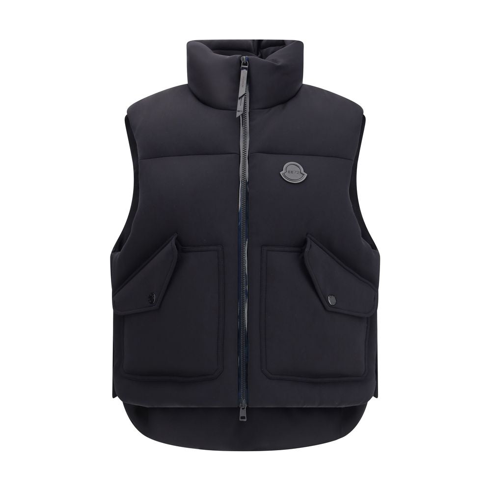MONCLER x EDWARD ENNINFUL Schwarze ärmellose Jacke aus Polyamid