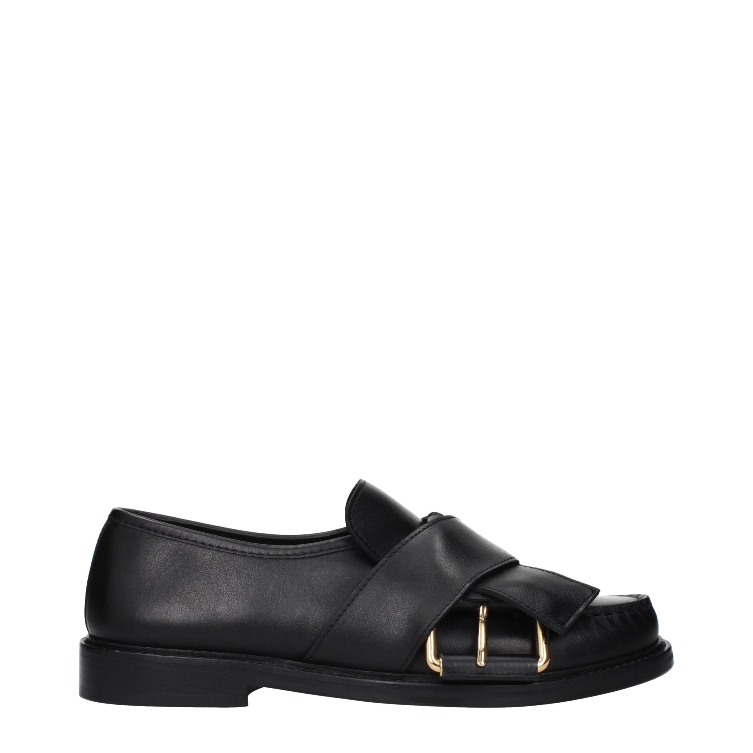 Moschino Schwarze Leder Slipper