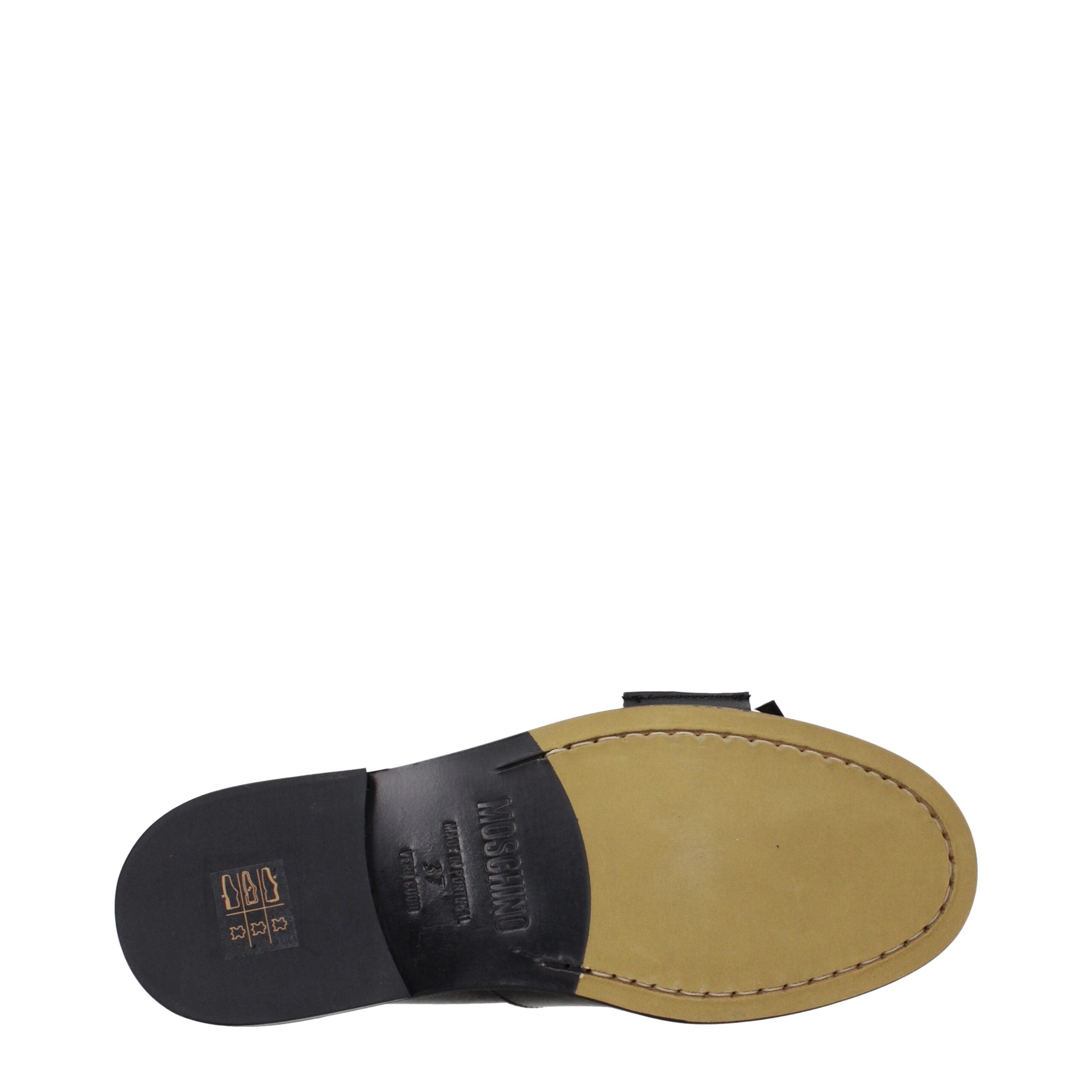 Moschino Schwarze Leder Slipper