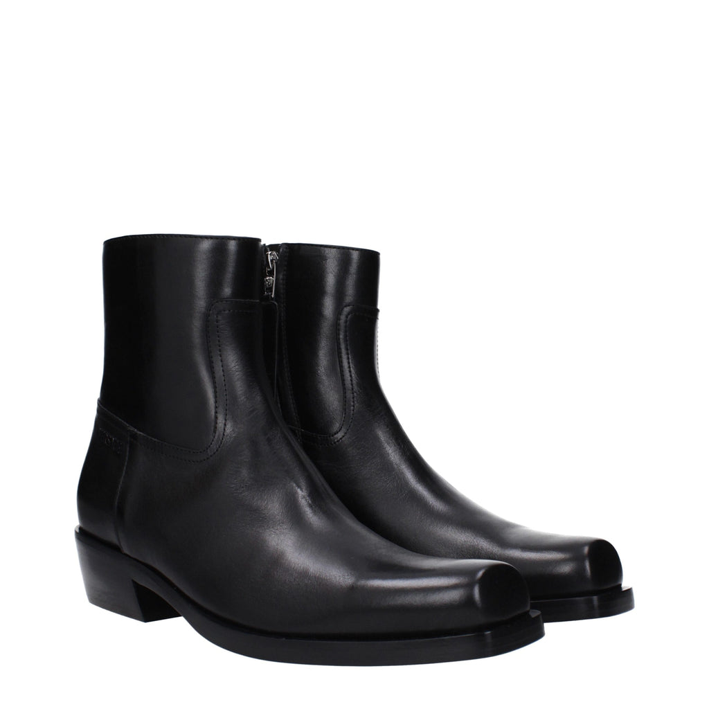 Versace Schwarze Lederstiefeletten