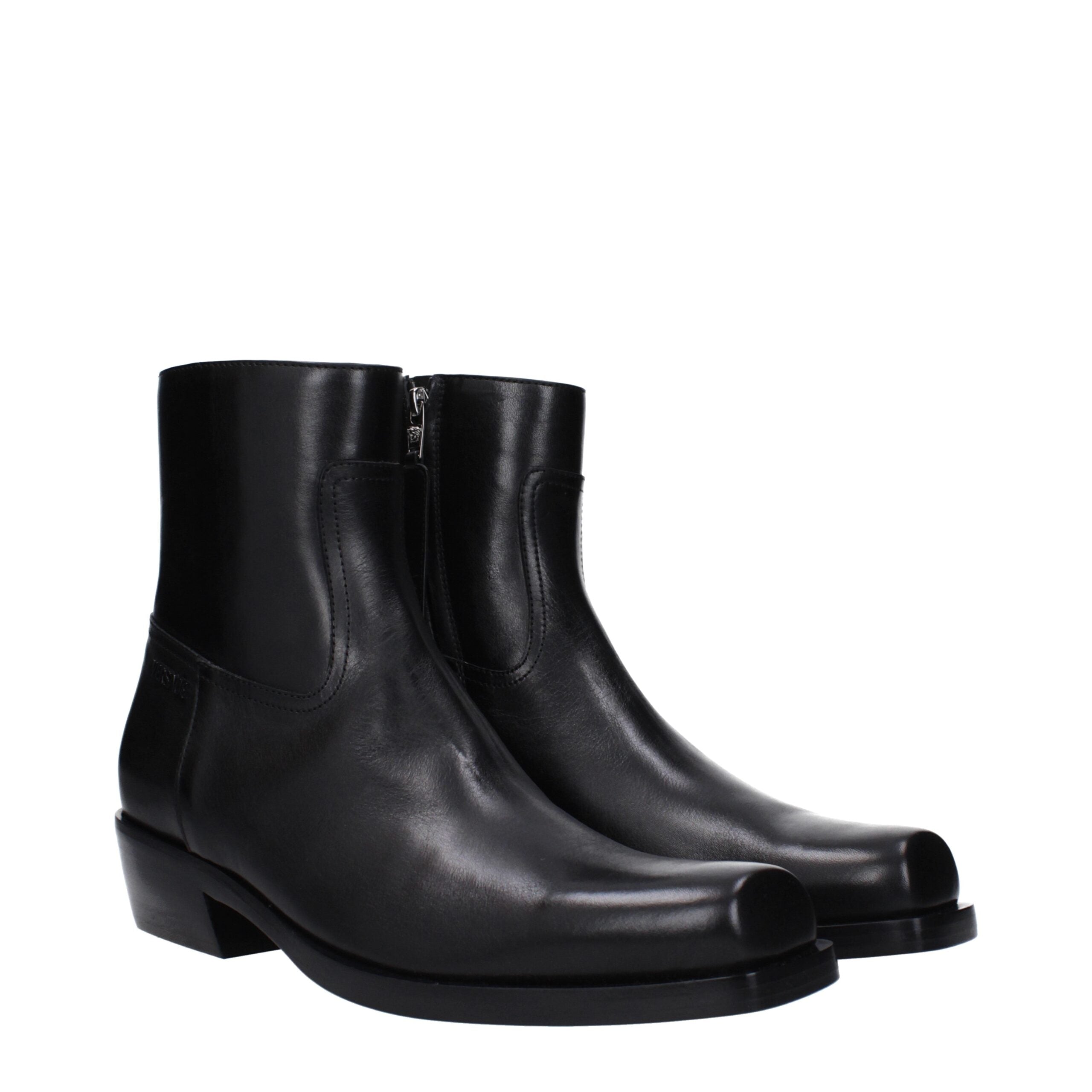 Versace Schwarze Lederstiefeletten