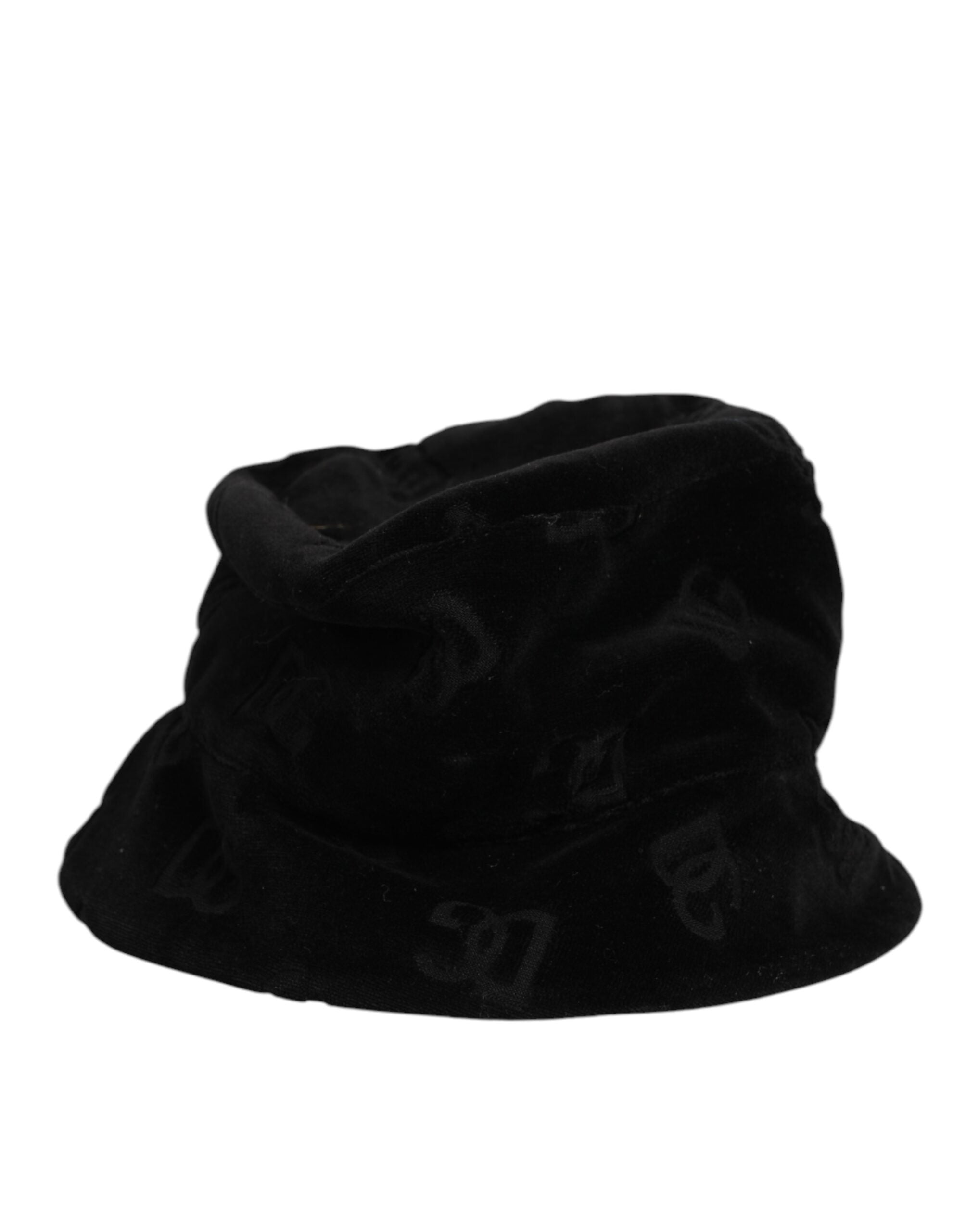 Dolce & Gabbana Schwarzer Cotton Suede Bucket Logo Capello Hut