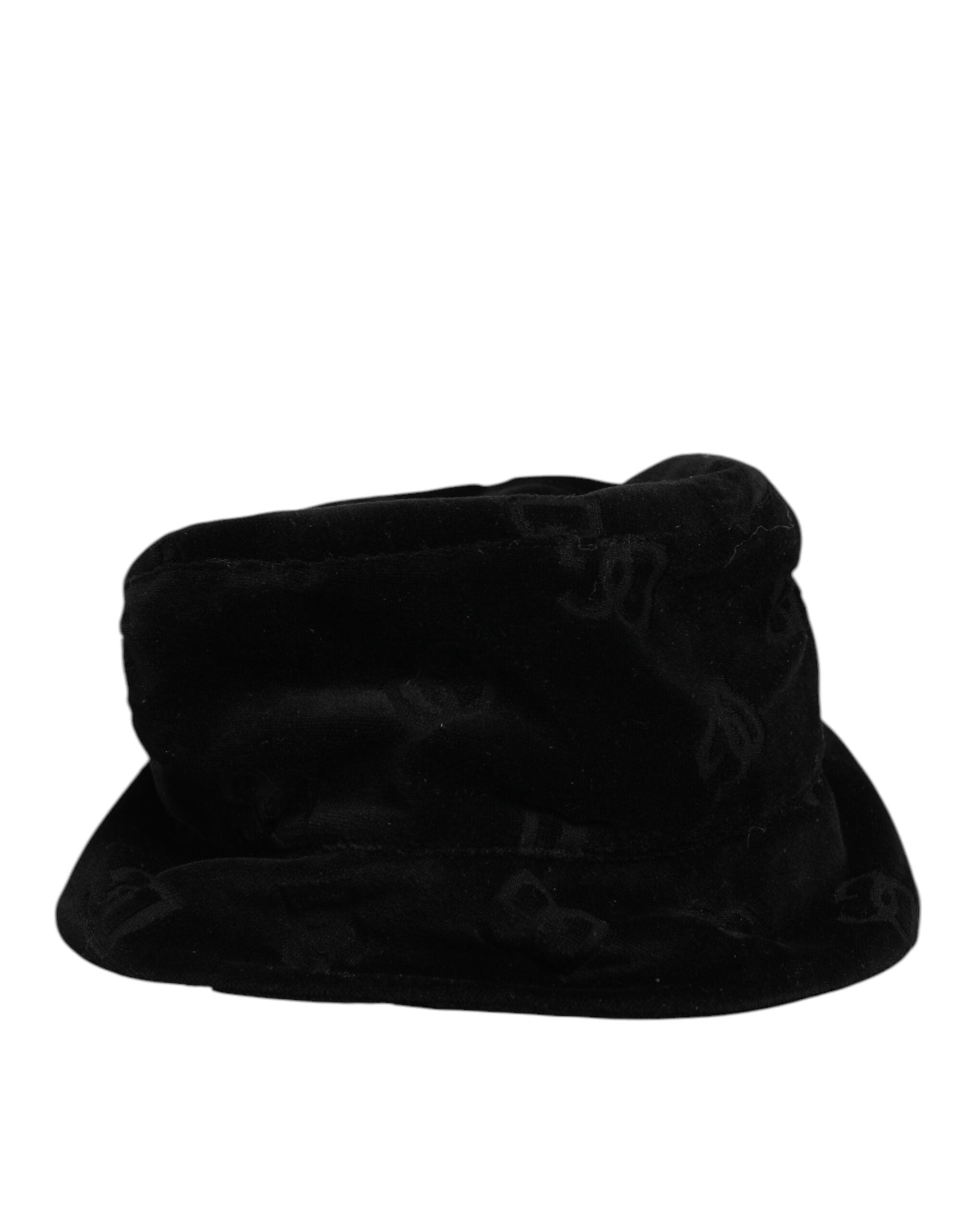 Dolce & Gabbana Schwarzer Cotton Suede Bucket Logo Capello Hut
