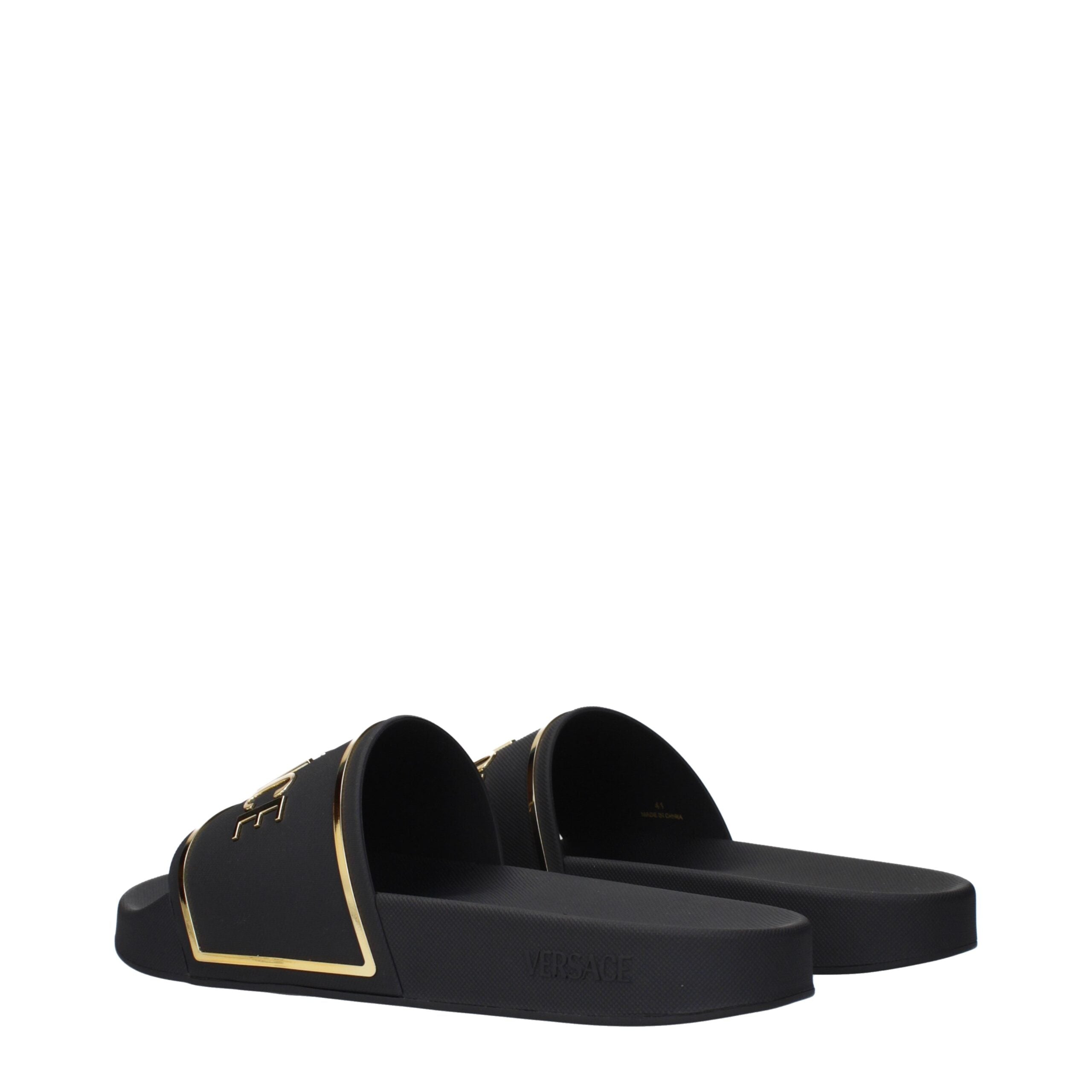 Versace Schwarz Baumwolle Hausschuhe Sandalen