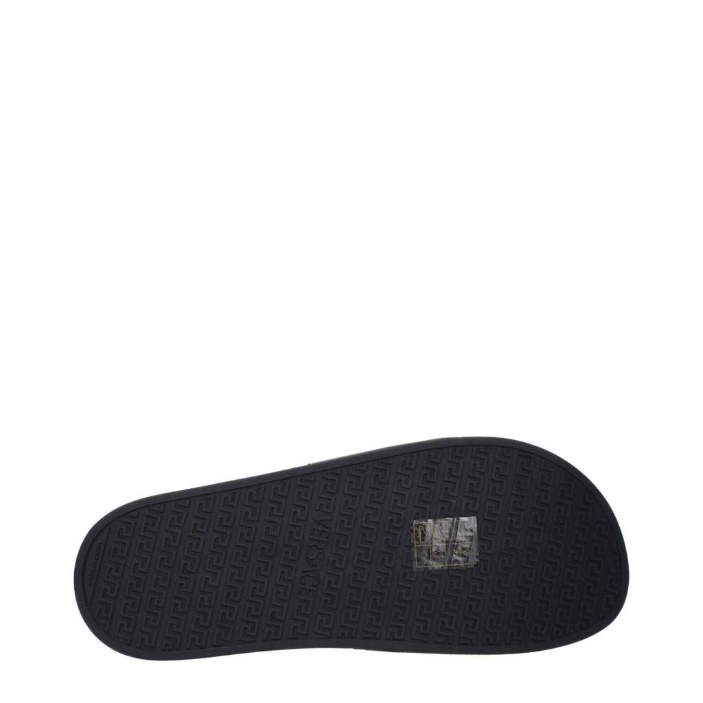 Versace Schwarz Baumwolle Hausschuhe Sandalen