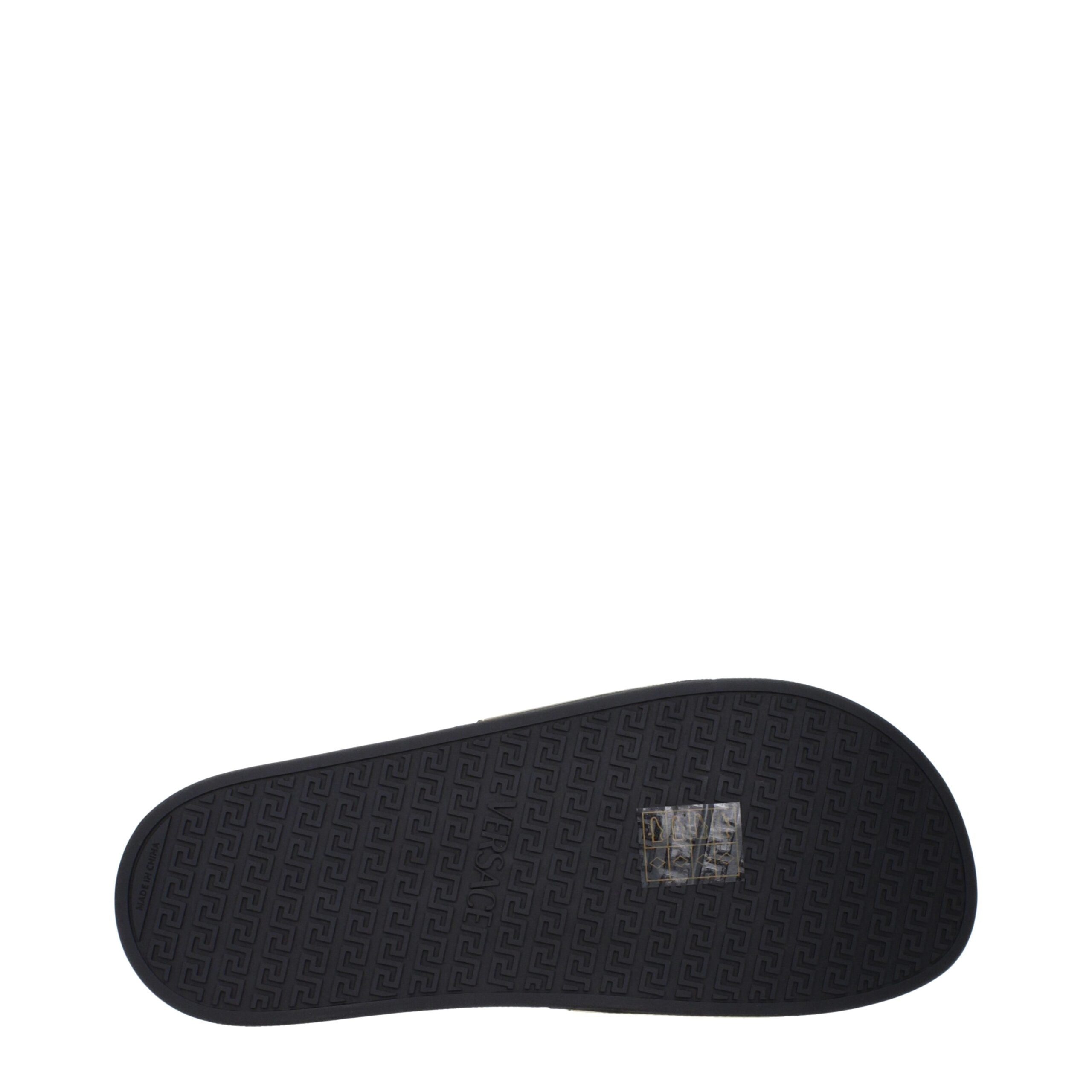 Versace Schwarz Baumwolle Hausschuhe Sandalen