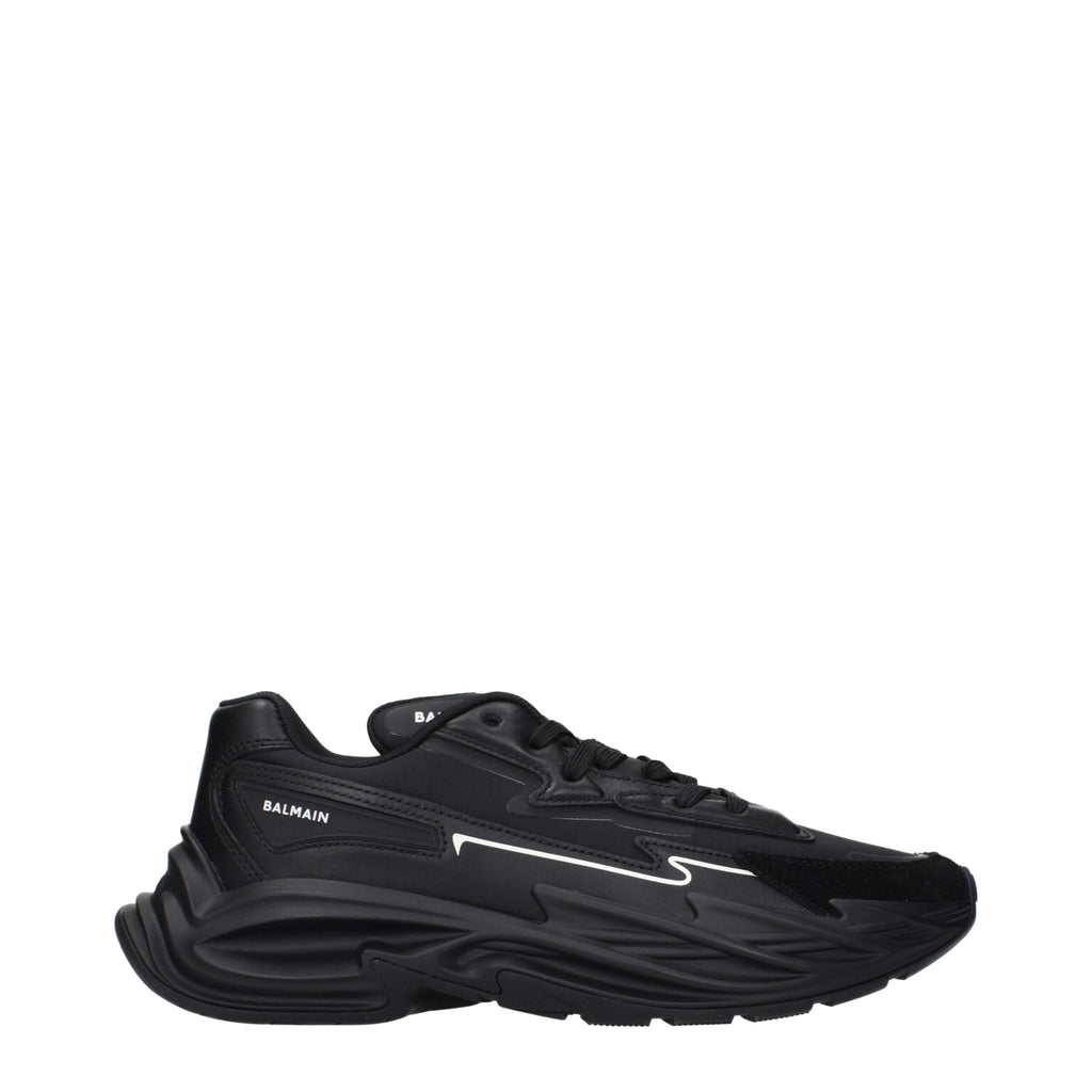 Balmain Schwarzes Leder Sportliche Turnschuhe
