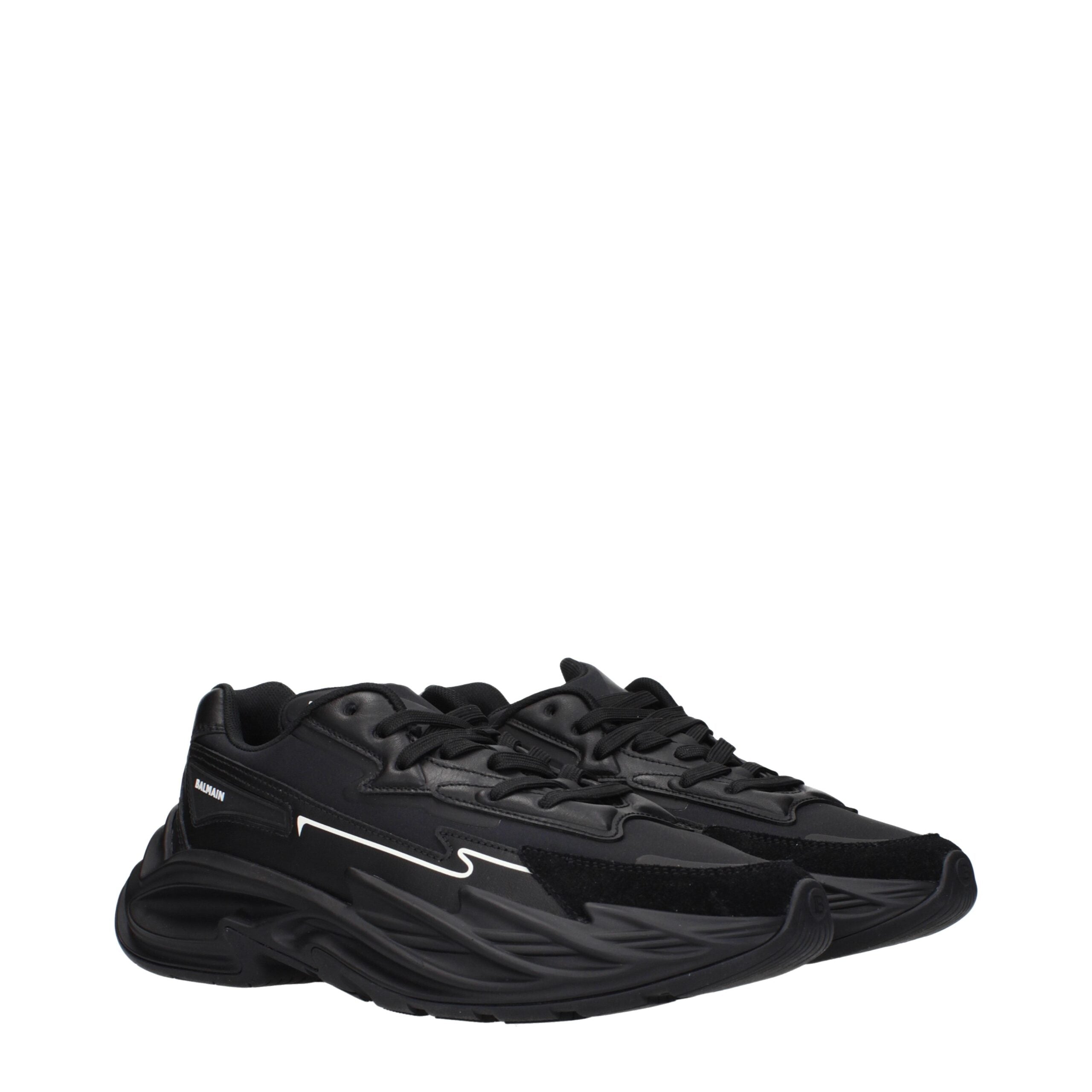 Balmain Schwarzes Leder Sportliche Turnschuhe