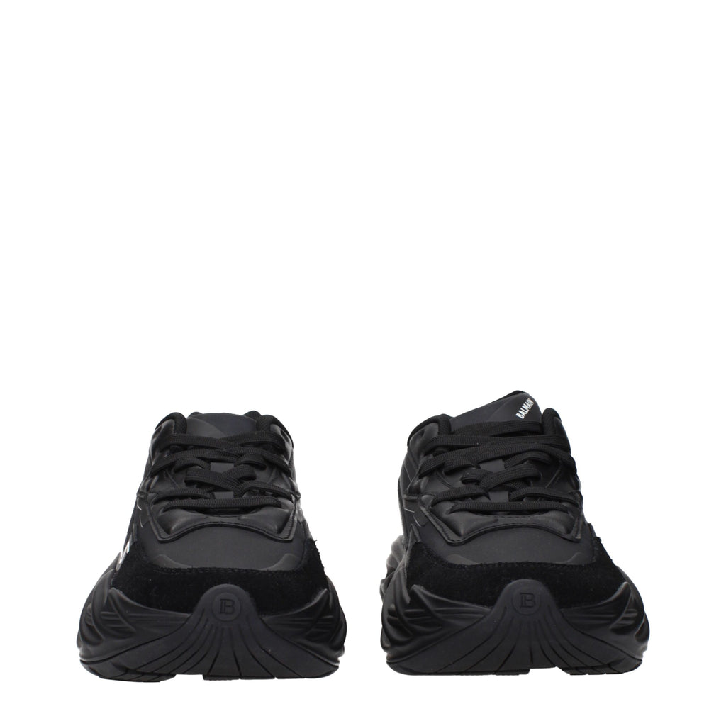 Balmain Schwarzes Leder Sportliche Turnschuhe
