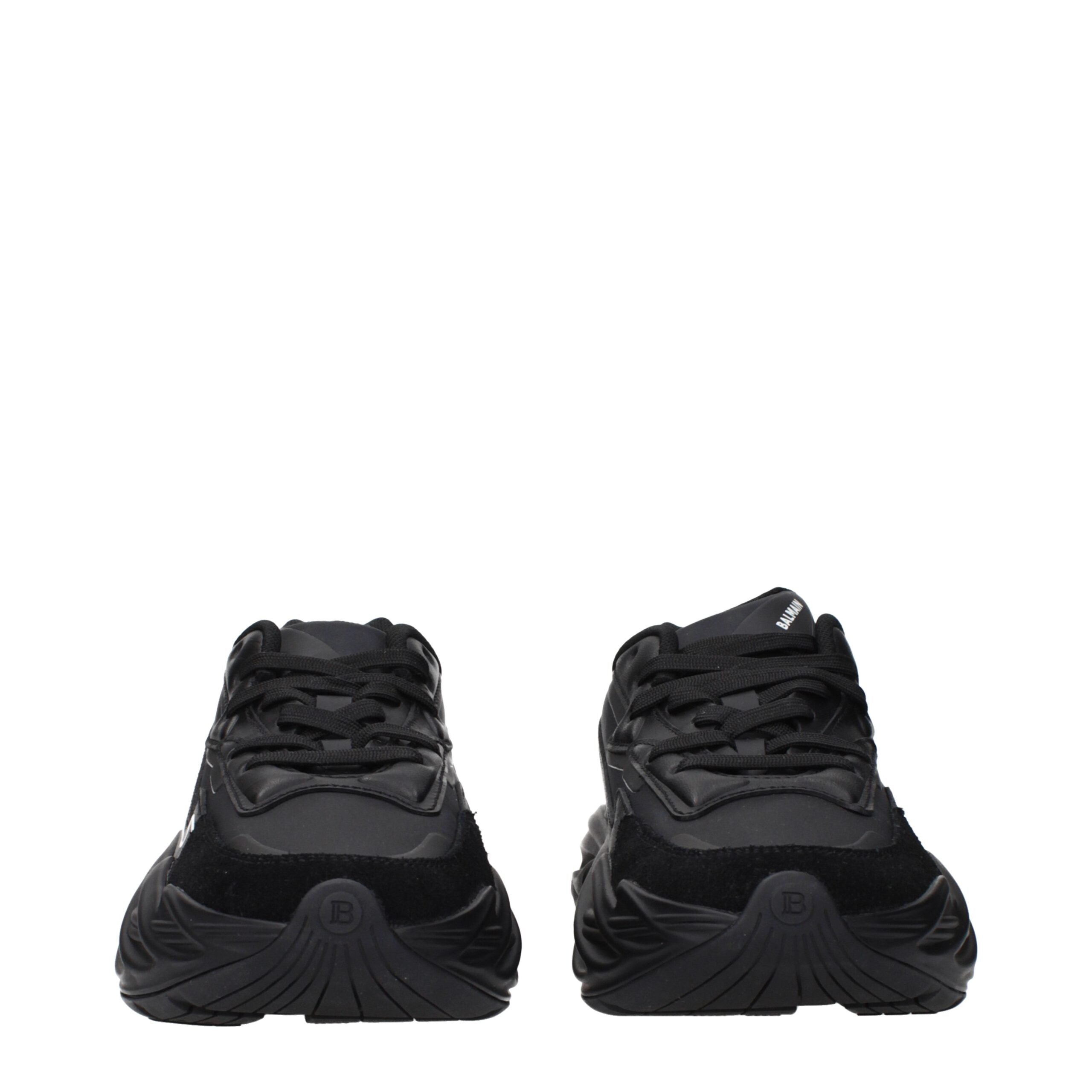 Balmain Schwarzes Leder Sportliche Turnschuhe