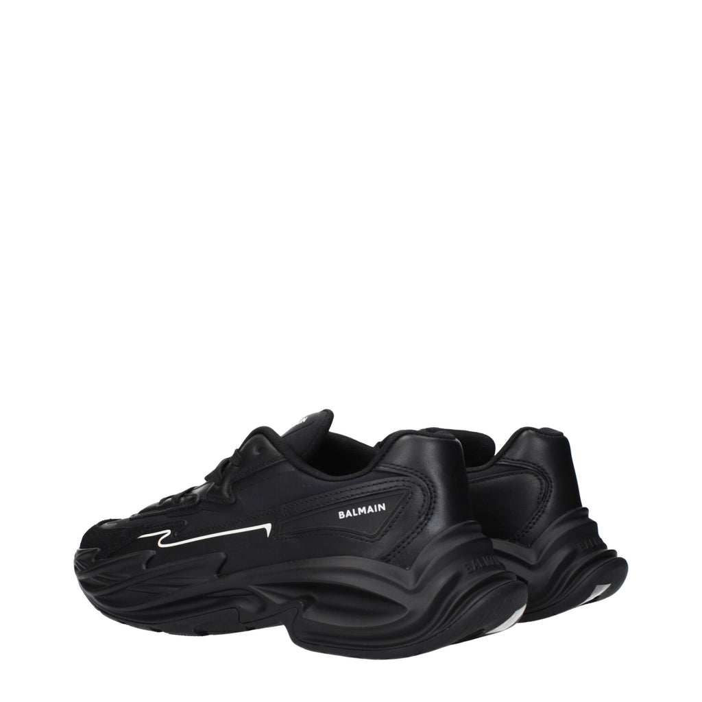 Balmain Schwarzes Leder Sportliche Turnschuhe
