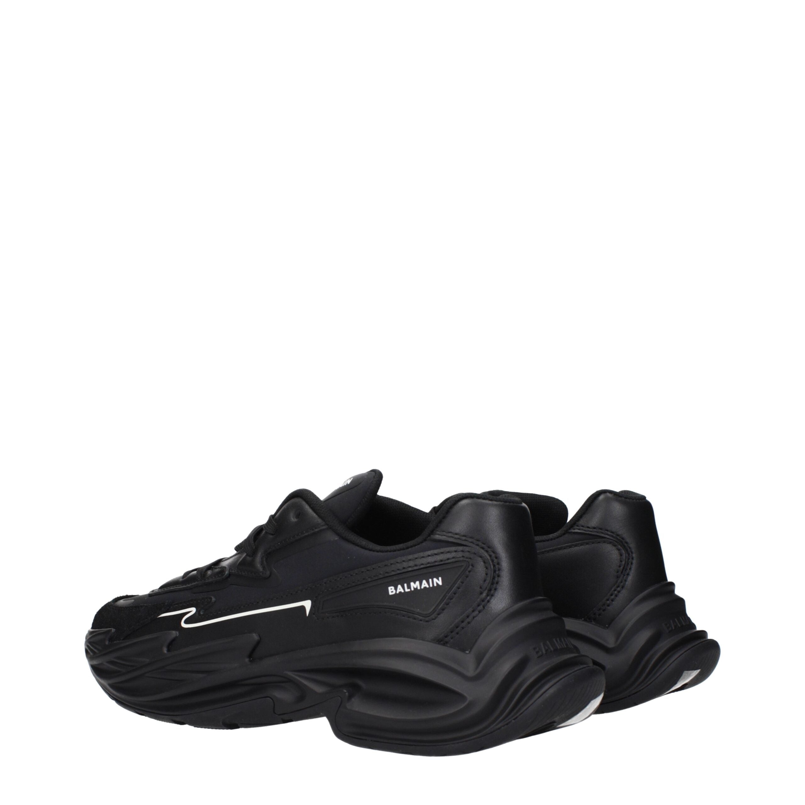 Balmain Schwarzes Leder Sportliche Turnschuhe