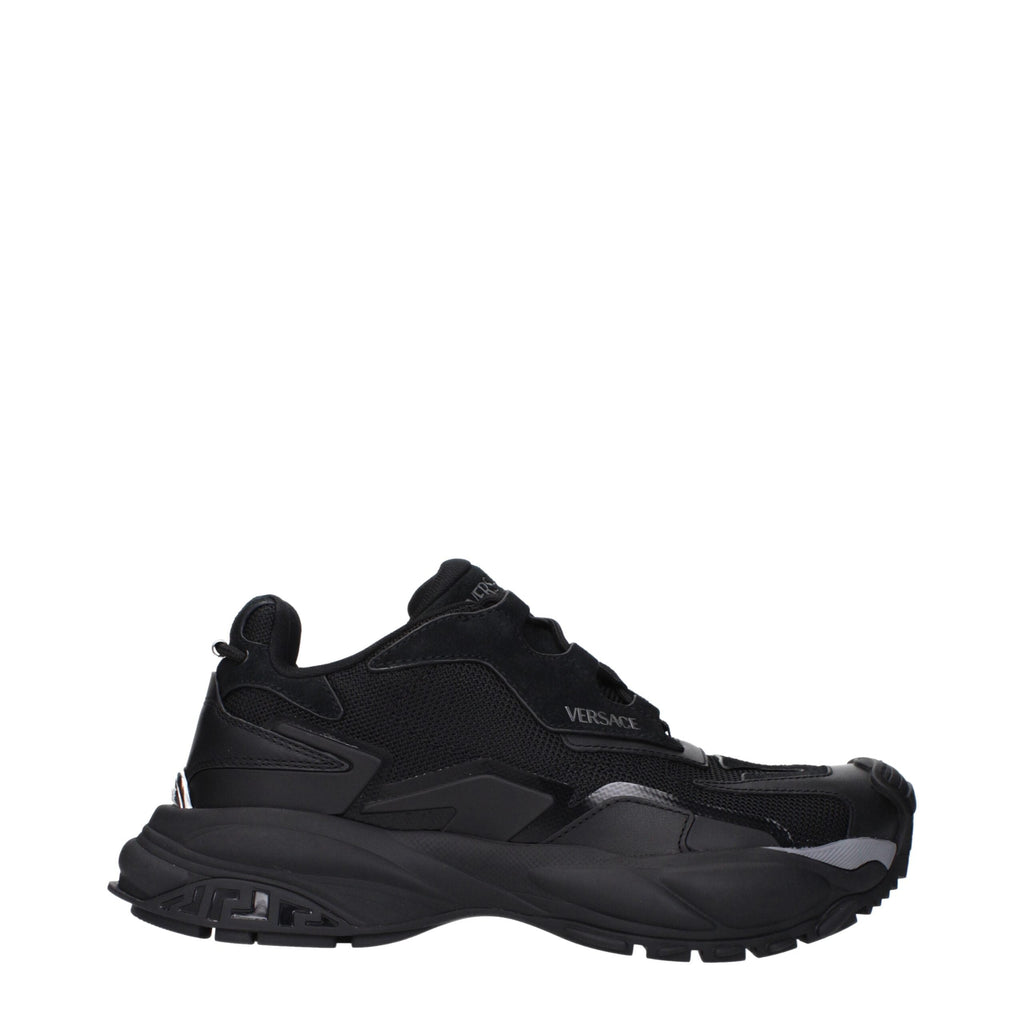 Versace Schwarzer Stoff Sportliche Turnschuhe