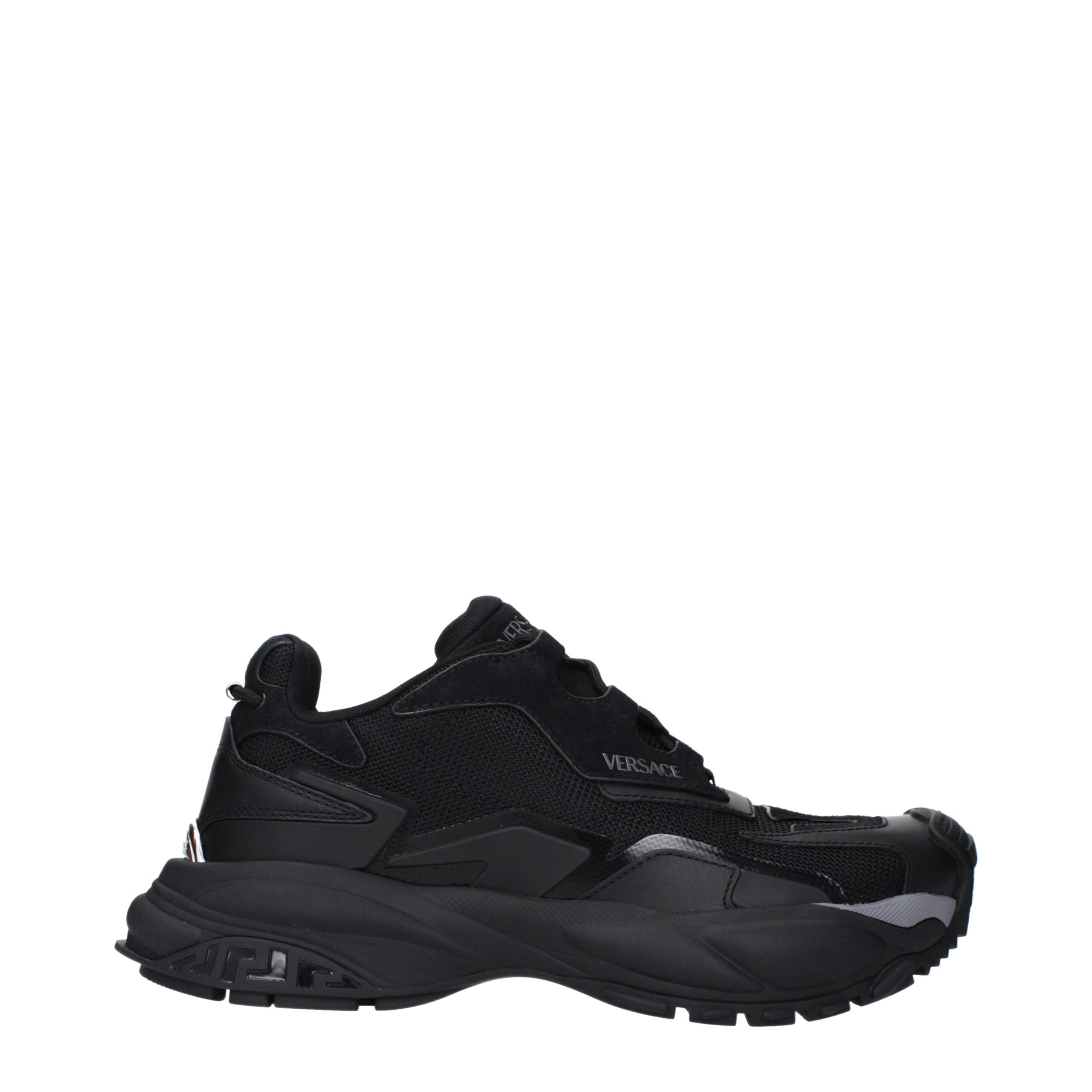 Versace Schwarzer Stoff Sportliche Turnschuhe