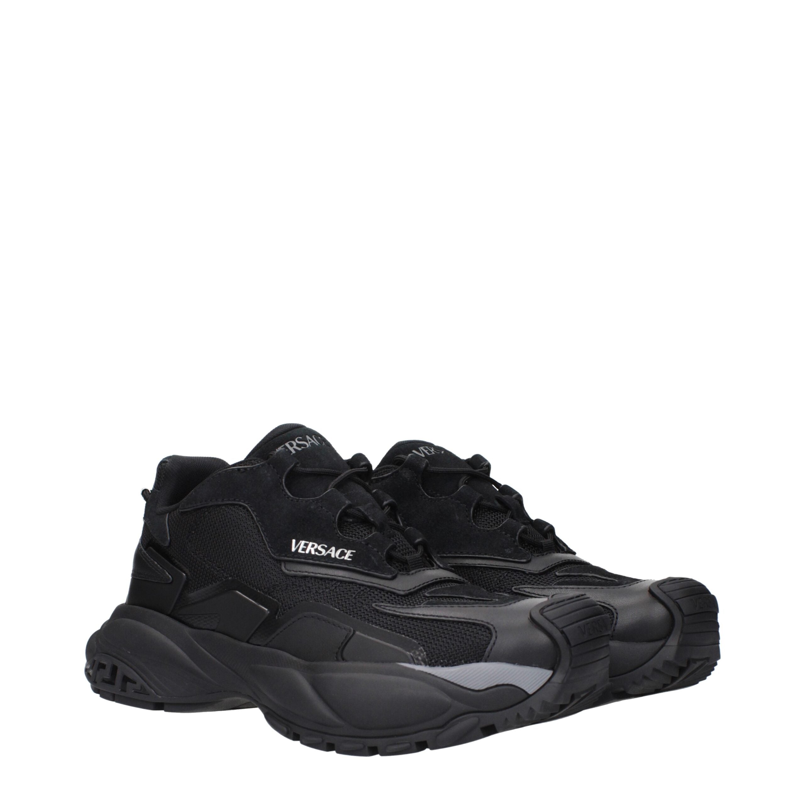 Versace Schwarzer Stoff Sportliche Turnschuhe