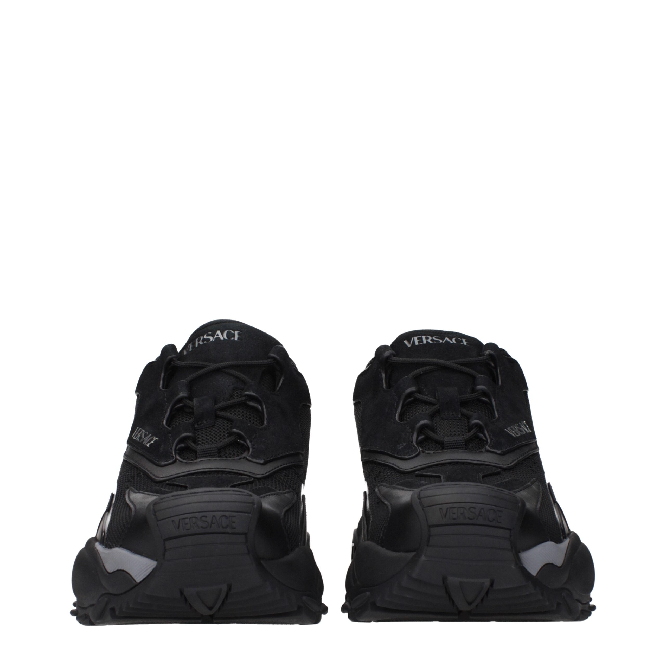 Versace Schwarzer Stoff Sportliche Turnschuhe