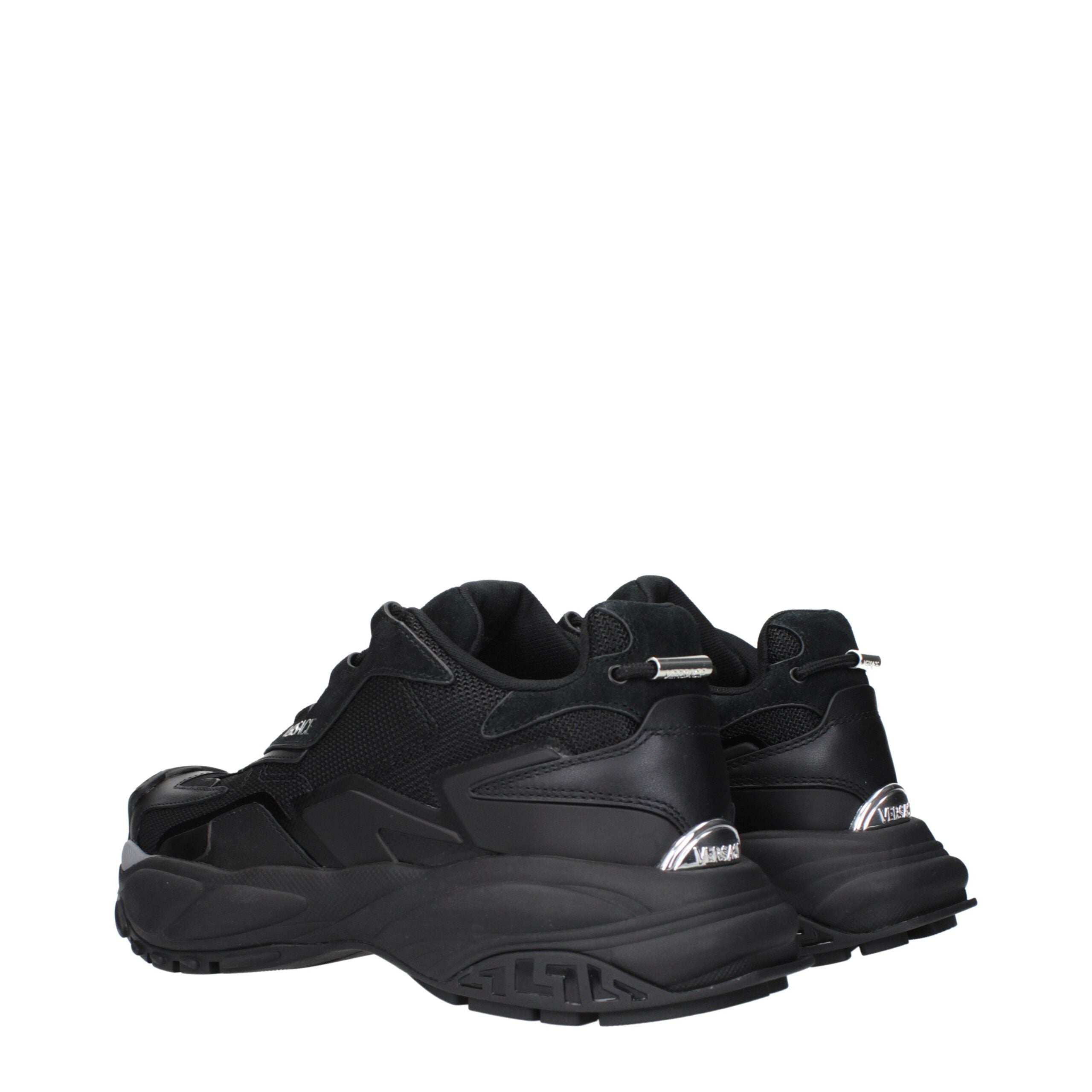 Versace Schwarzer Stoff Sportliche Turnschuhe