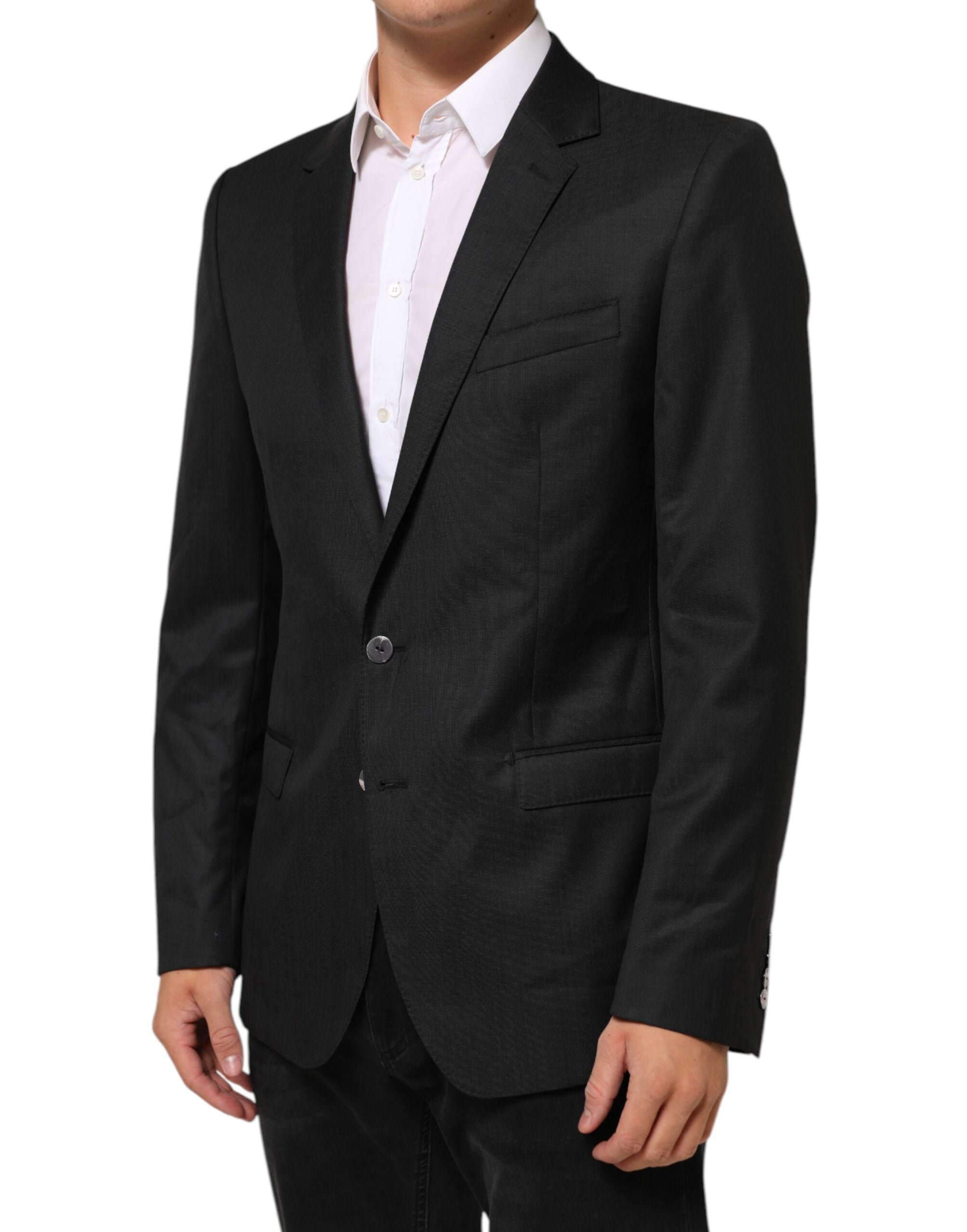Dolce & Gabbana Schwarzer einreihiger Herrenmantel MARTINI Blazer
