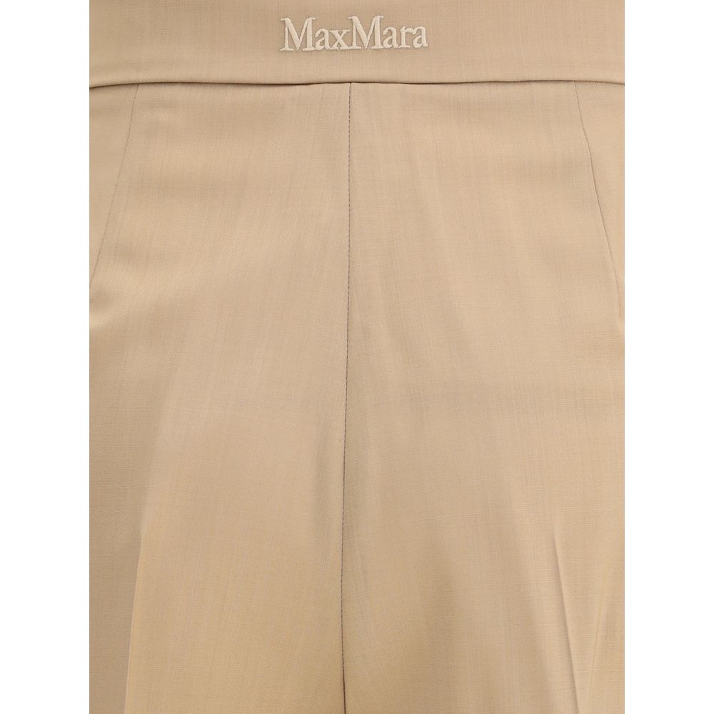 Max Mara Beige Wollhose aus Fleece für den Alltag