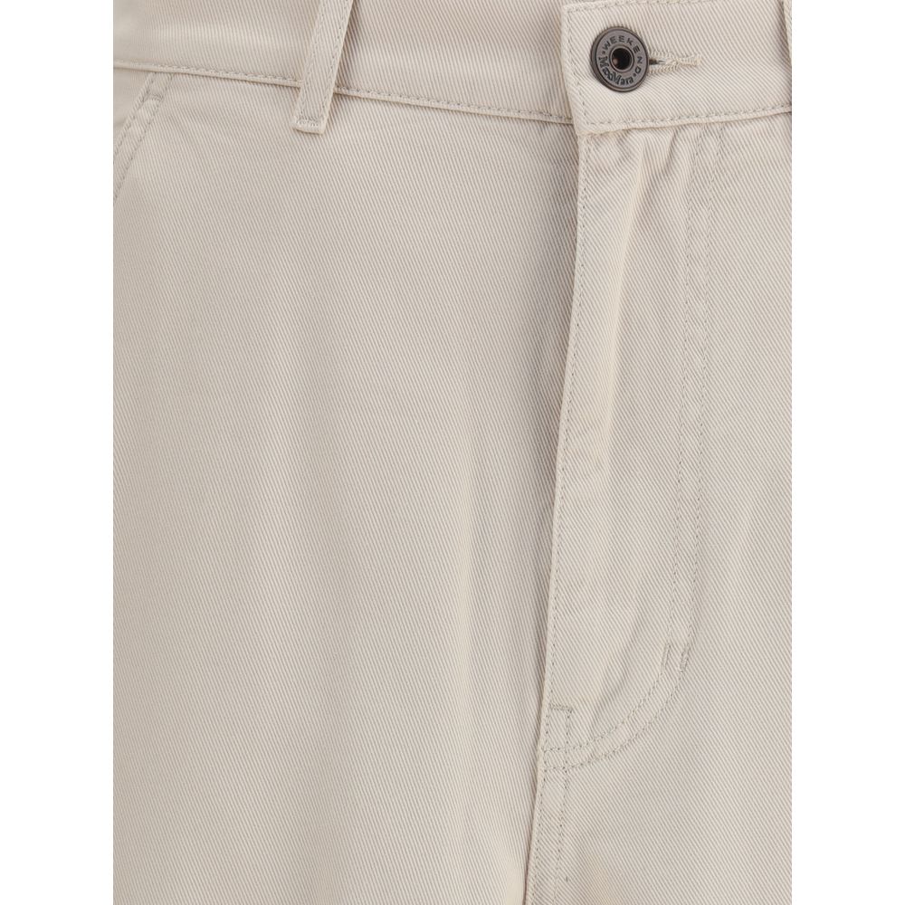 Max Mara Baumwoll-Cargohose in Creme