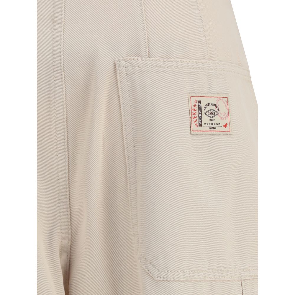 Max Mara Baumwoll-Cargohose in Creme