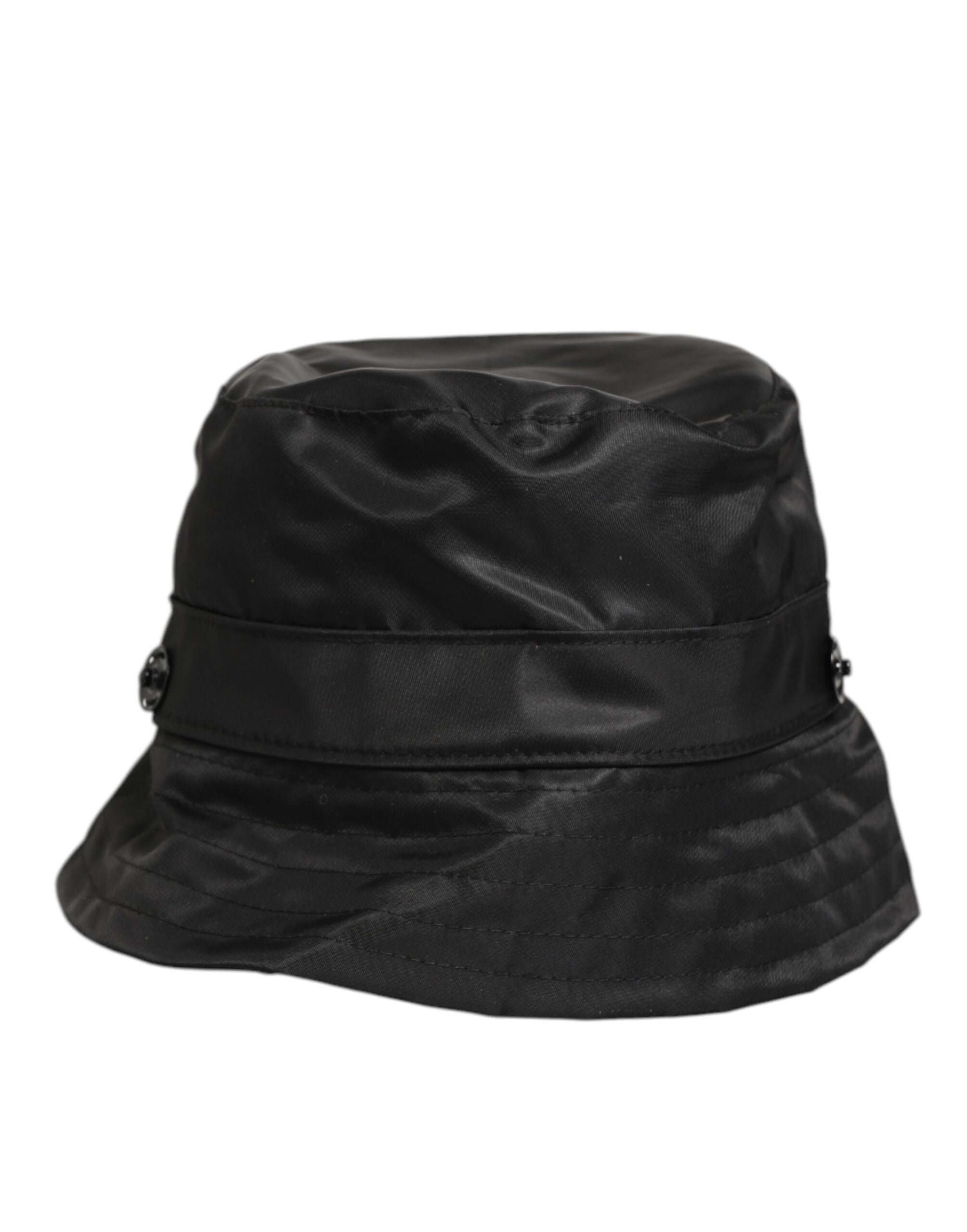 Dolce & Gabbana Schwarze PVC-Herren-Bucket-Mütze mit breiter Krempe