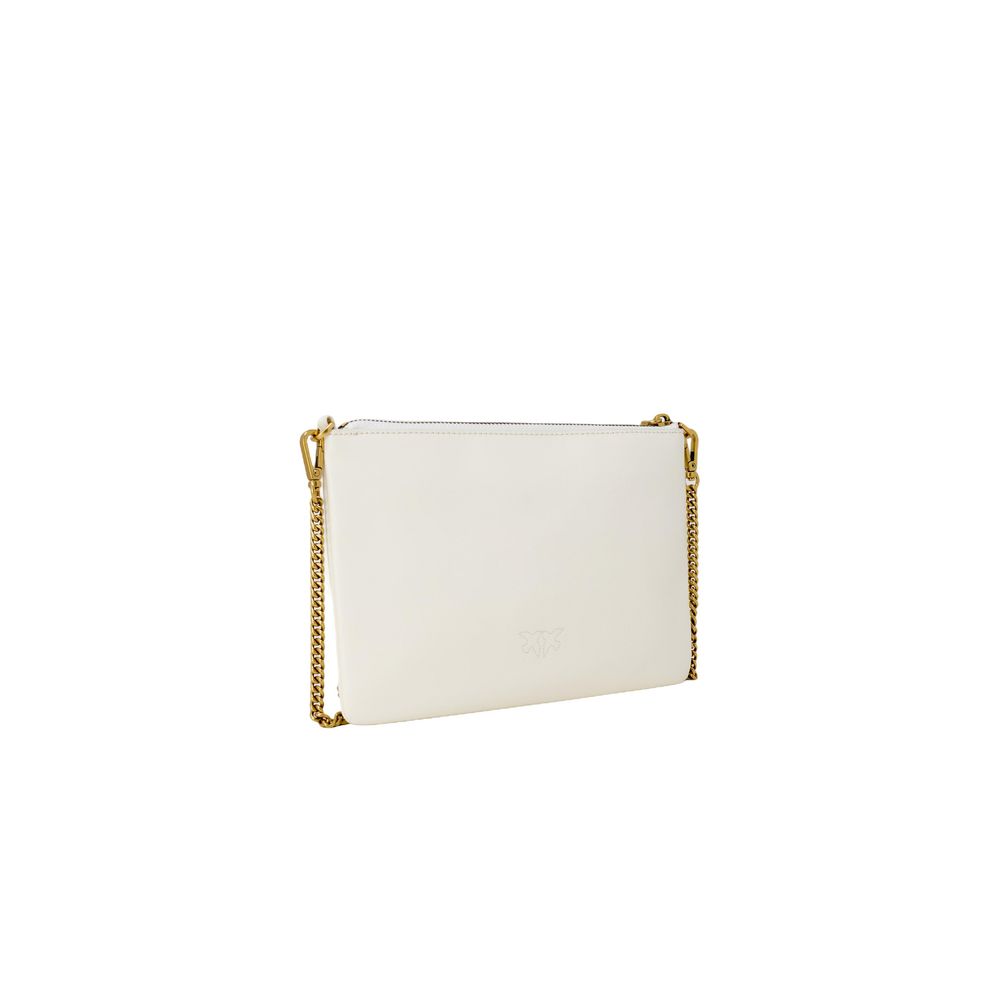 PINKO Cremefarbene Leder-Clutch-Tasche