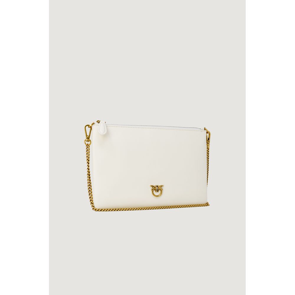 PINKO Cremefarbene Leder-Clutch-Tasche