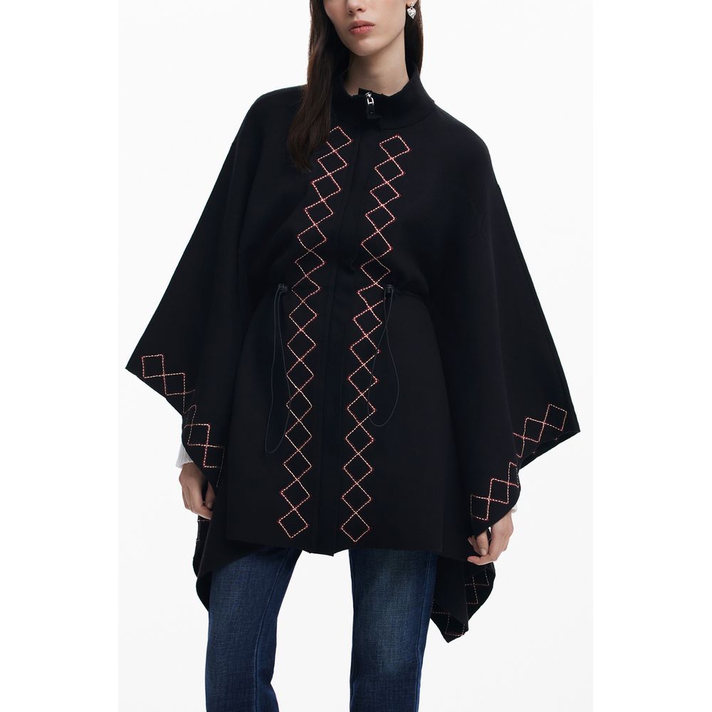 Desigual Schwarzer Polyester Frauen Poncho