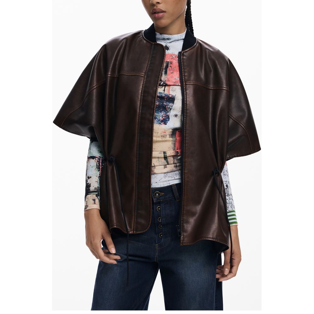 Desigual Brauner Polyethylen-Poncho für Frauen
