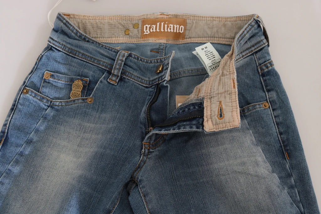 John Galliano Blau gewaschene Mid Waist Skinny Casual Denim-Hose