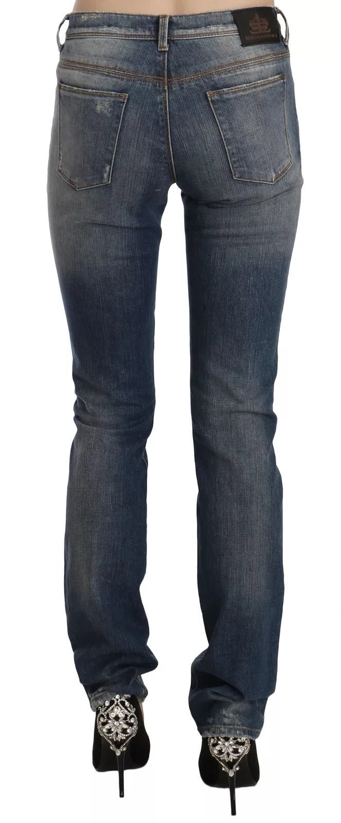 Ermanno Scervino Blau gewaschene Boot Cut Casual Denim Hosen Jeans