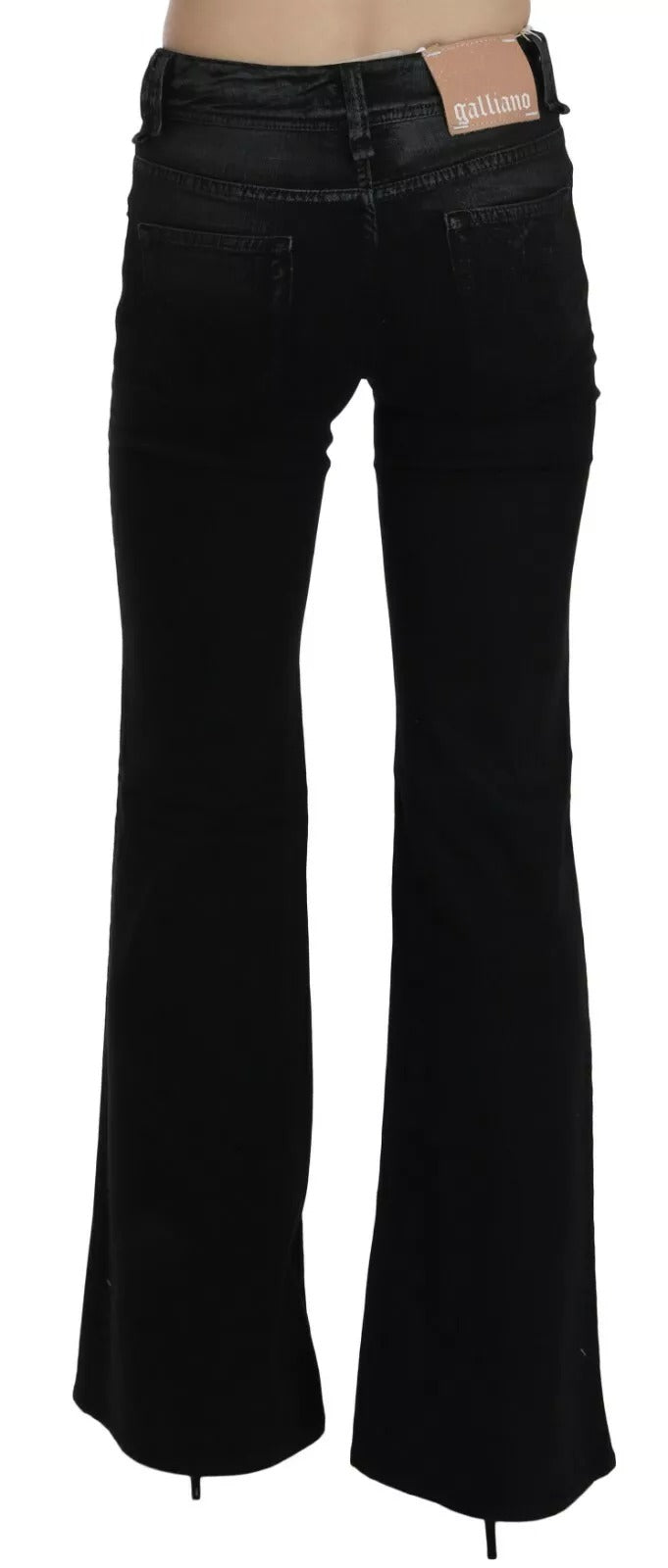 John Galliano Schwarze gewaschene Jeans mit hoher Taille ausgestelltem Denim Freizeithose