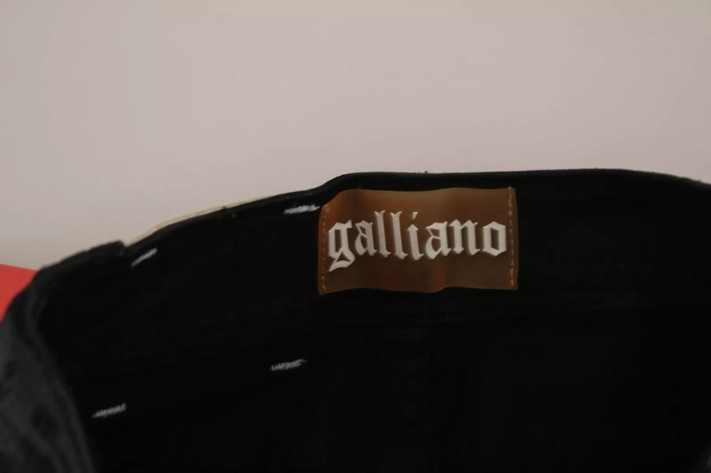 John Galliano Schwarze gewaschene Jeans mit hoher Taille ausgestelltem Denim Freizeithose