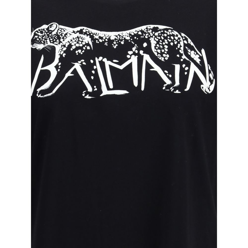 Balmain-T-Shirt mit Leopardenmuster