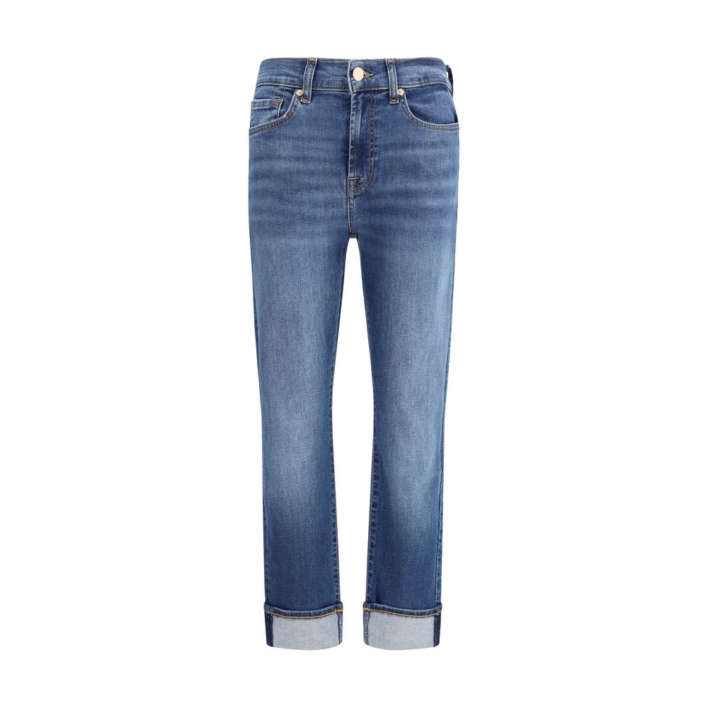 7FOR Entspannte Jeans aus blauem Baumwoll-Denim