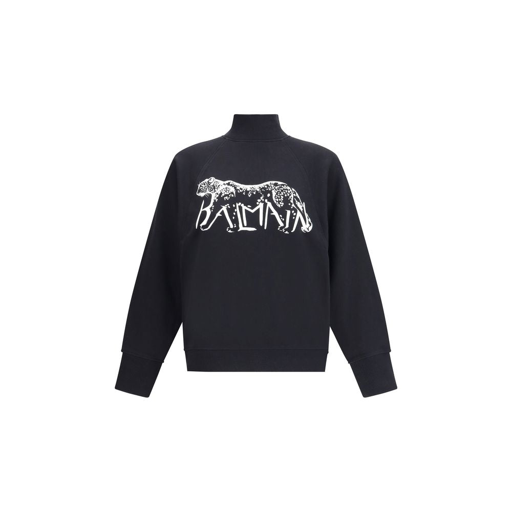 Balmain Hochgeschlossenes Sweatshirt mit Leopardenmuster