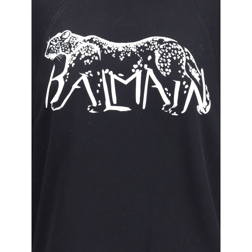 Balmain Hochgeschlossenes Sweatshirt mit Leopardenmuster