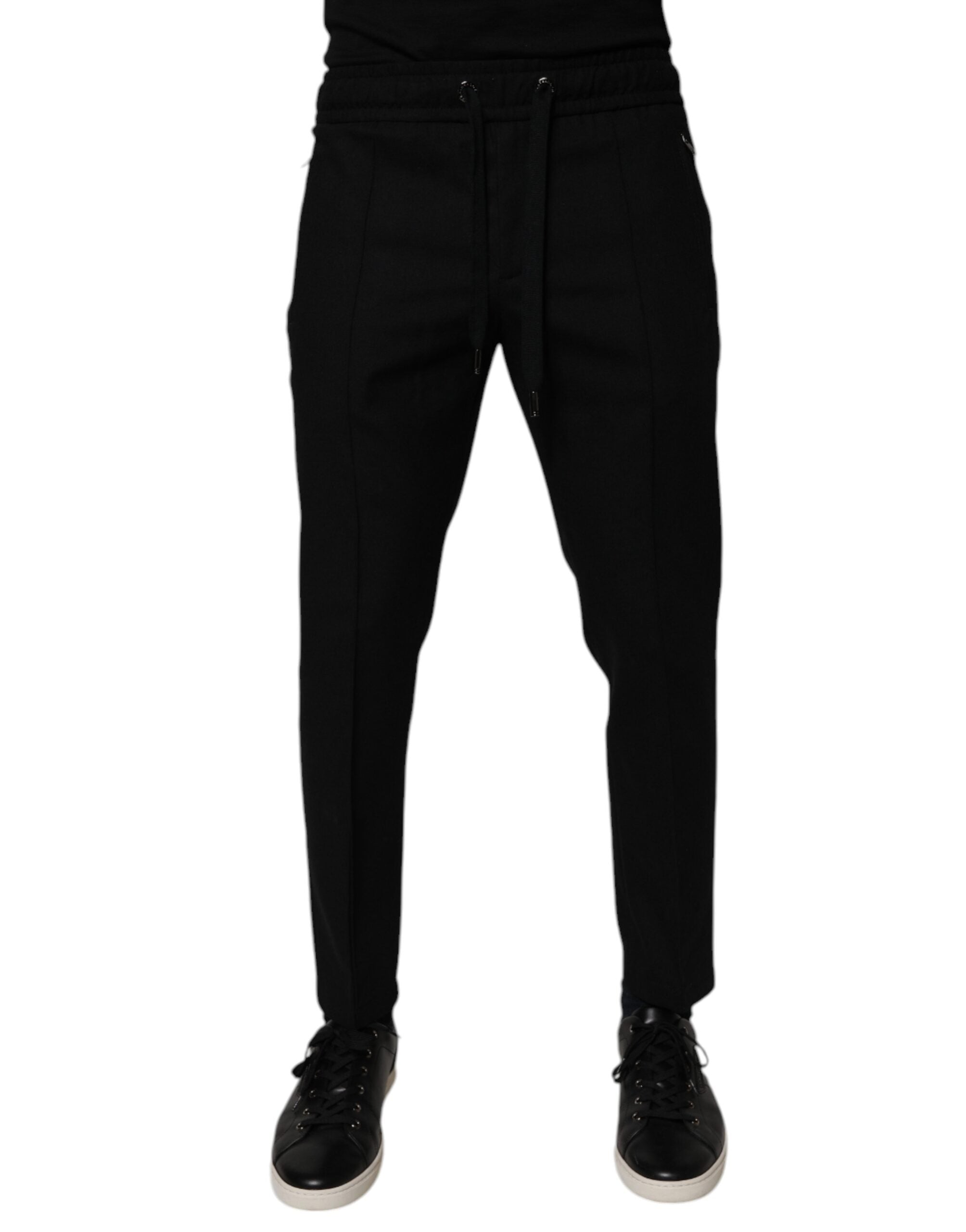Dolce & Gabbana Schwarze Wolle Skinny Jogger Männer Hosen Hosen
