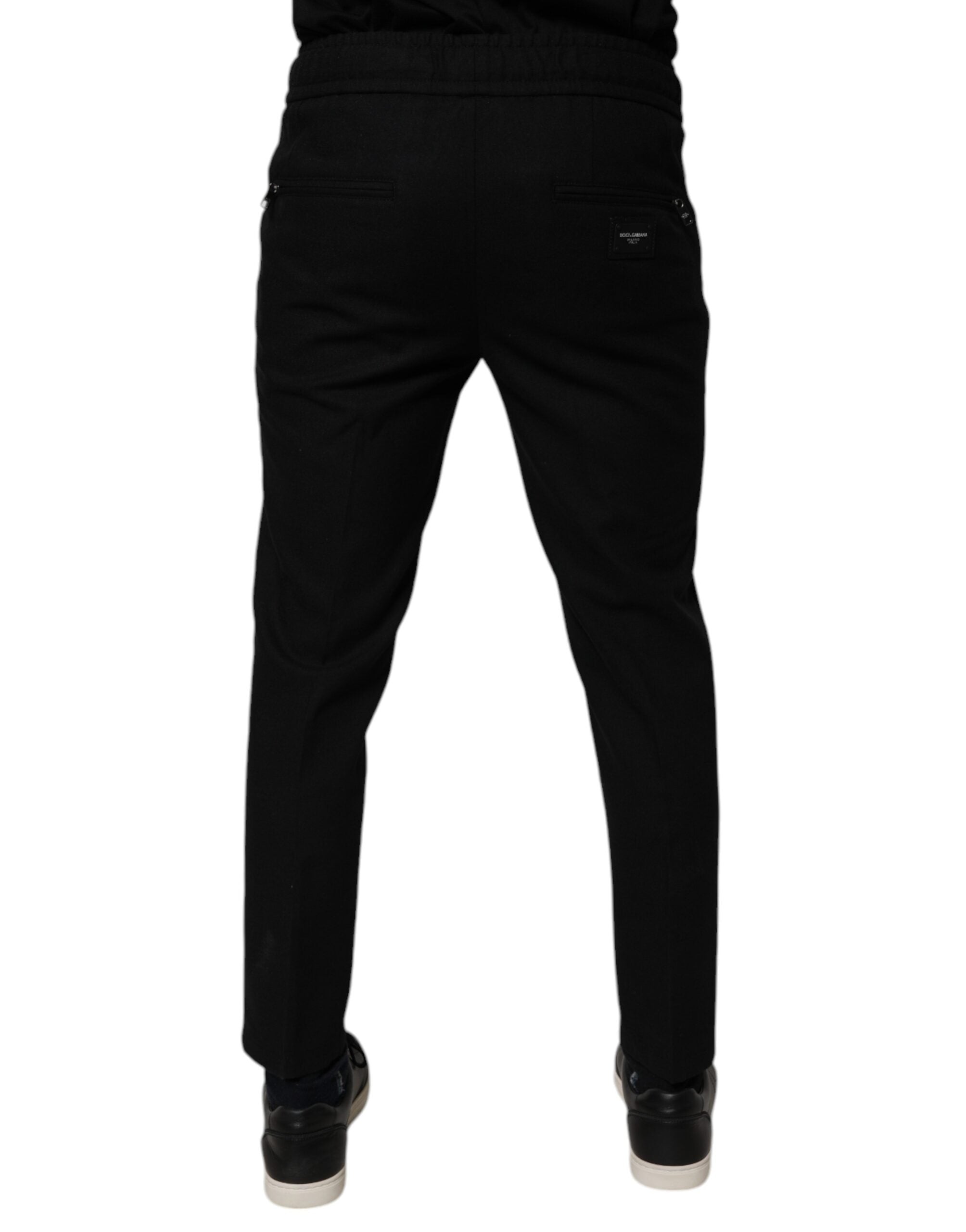 Dolce & Gabbana Schwarze Wolle Skinny Jogger Männer Hosen Hosen