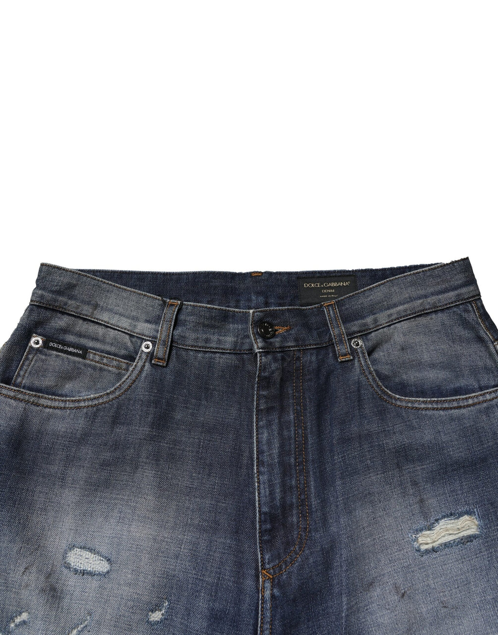 Dolce & Gabbana Blaue zerfledderte Baumwolle Gerade Männer Denim Jeans