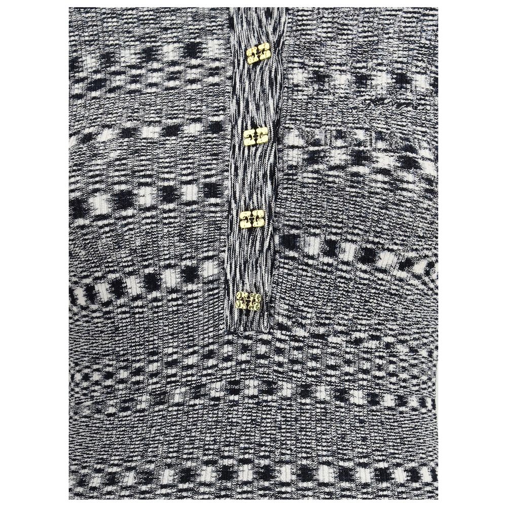 Ganni Schwarzes Viskose-Poloshirt