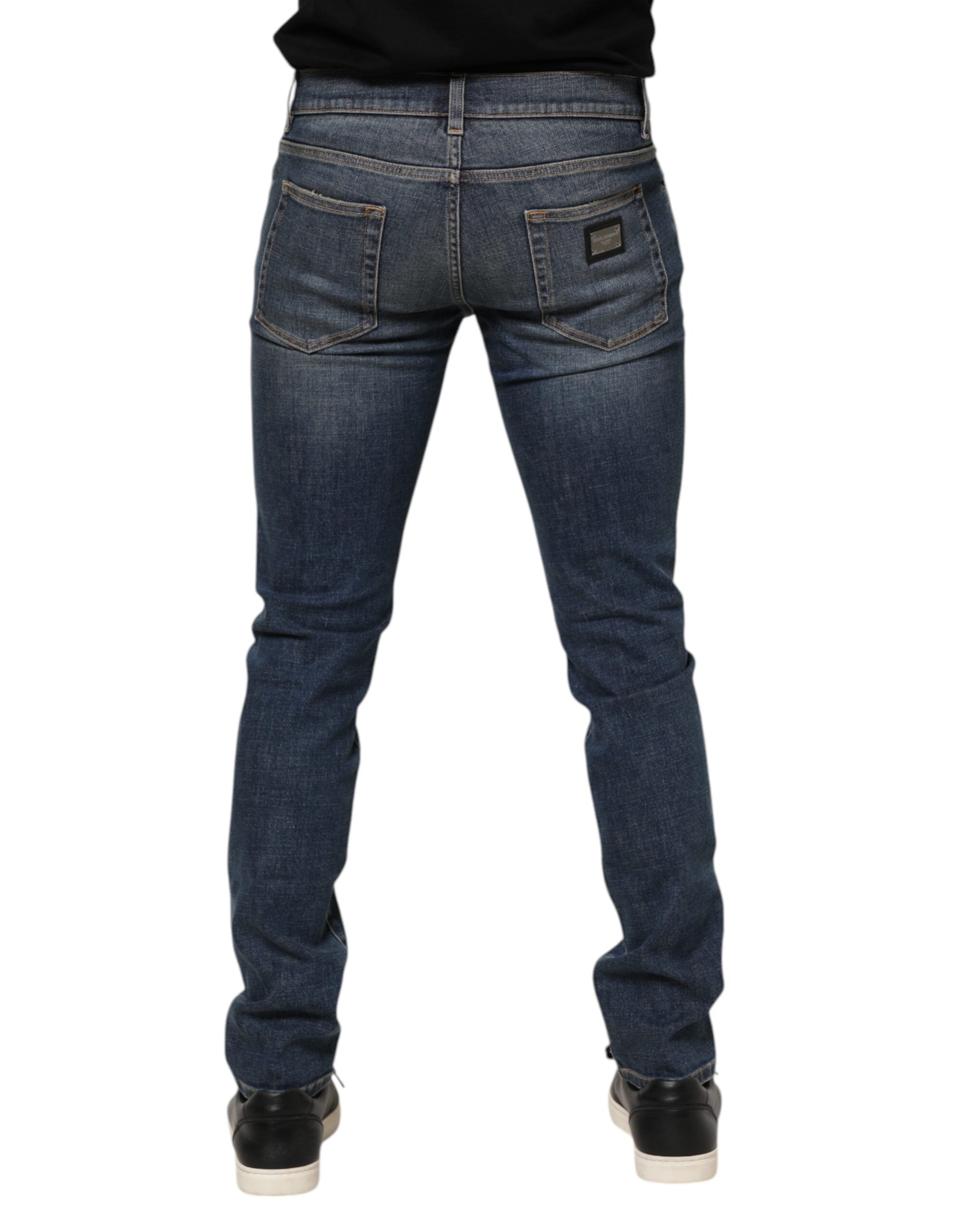 Dolce & Gabbana Blau gewaschene Baumwolle Skinny Herren Denim Jeans