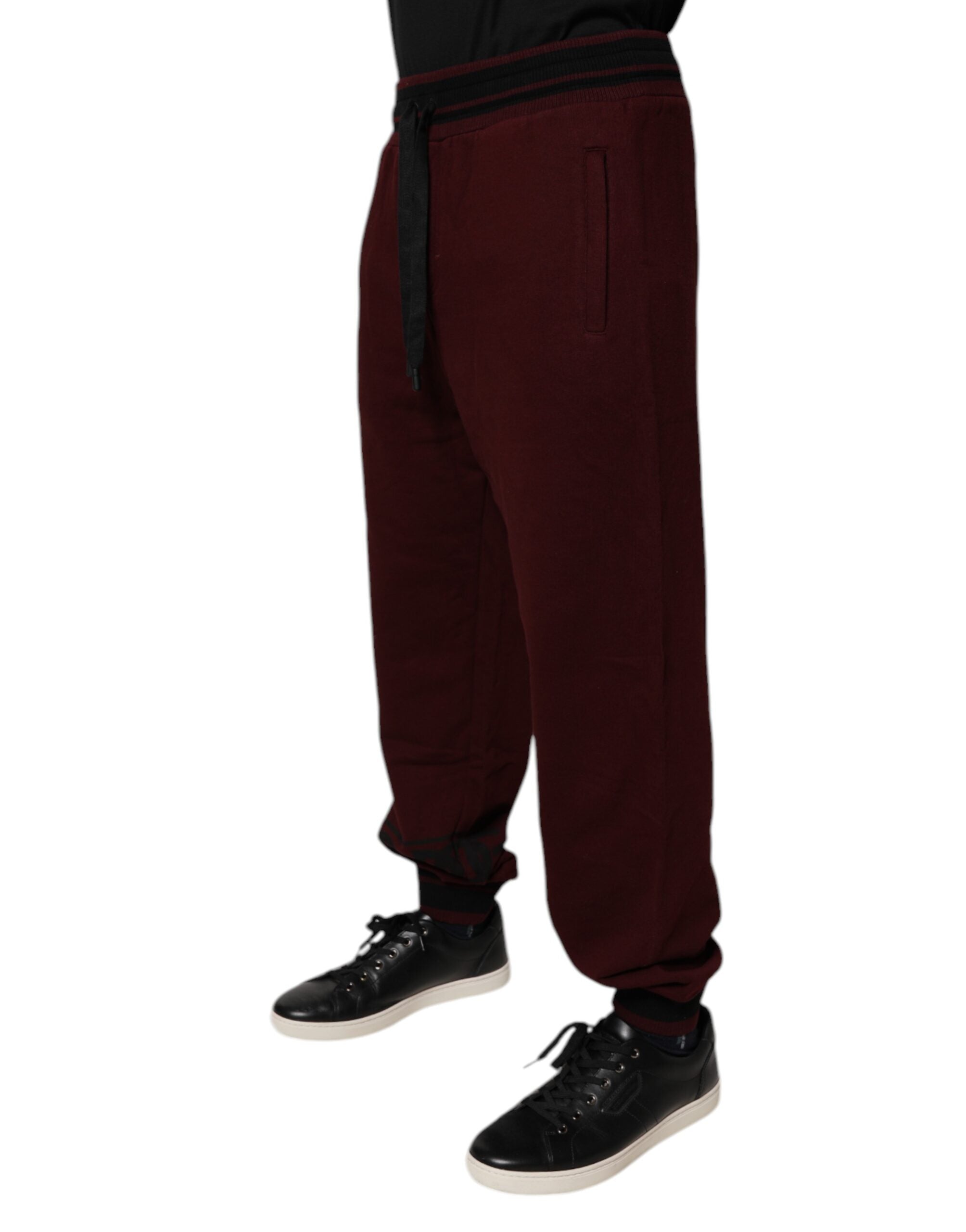 Dolce & Gabbana Maroon Baumwolle Männer Jogger Sweatpants Hosen