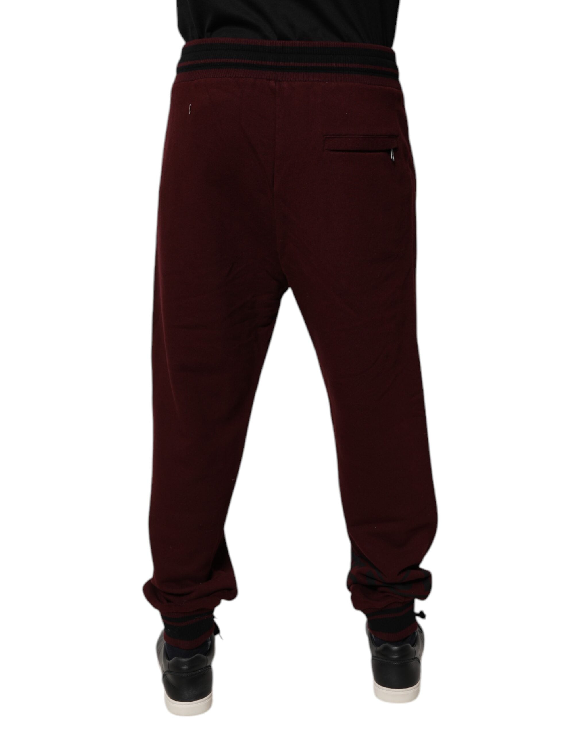 Dolce & Gabbana Maroon Baumwolle Männer Jogger Sweatpants Hosen