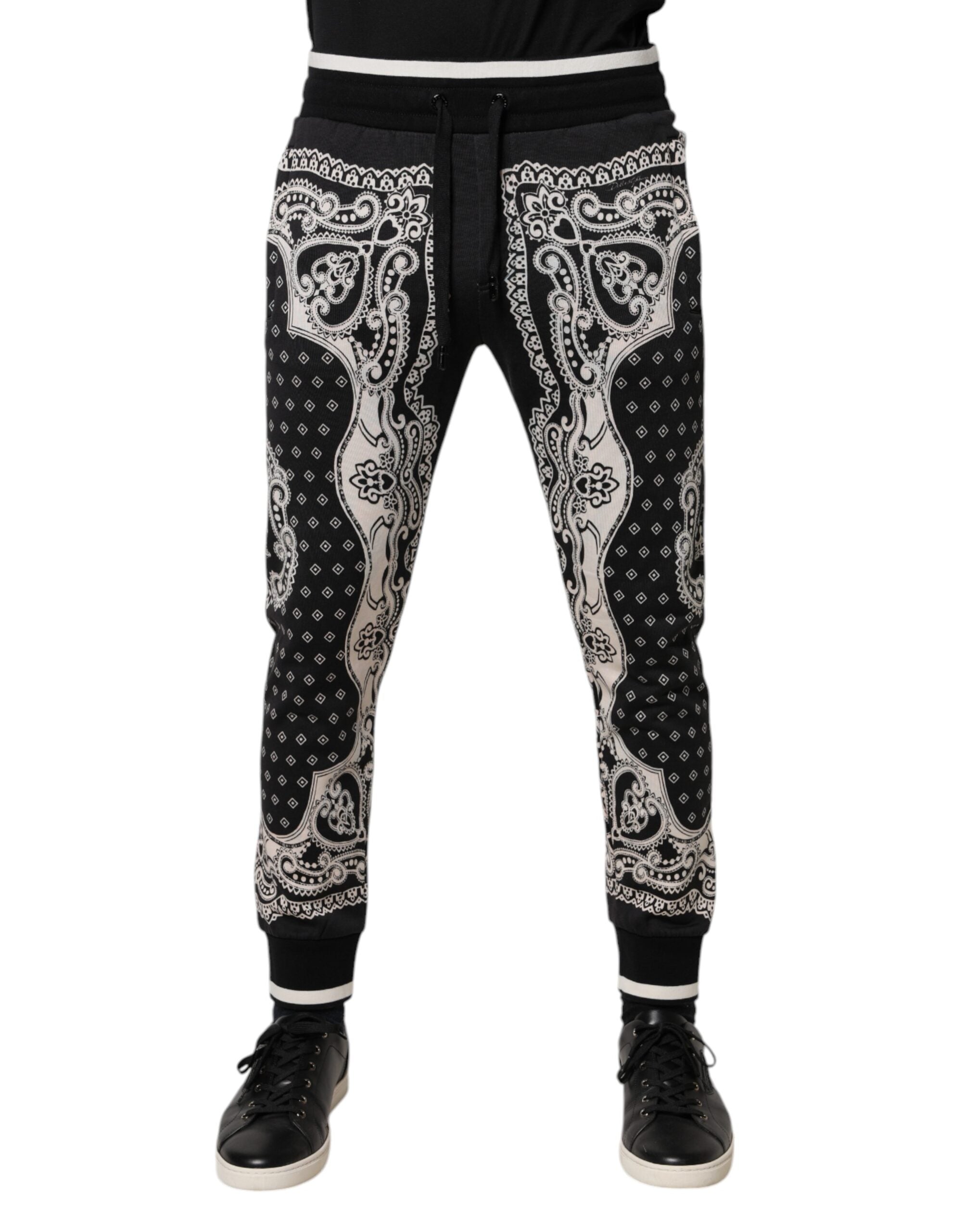 Dolce & Gabbana Schwarze Baumwoll-Bandana-Jogger-Sweatpants-Hose