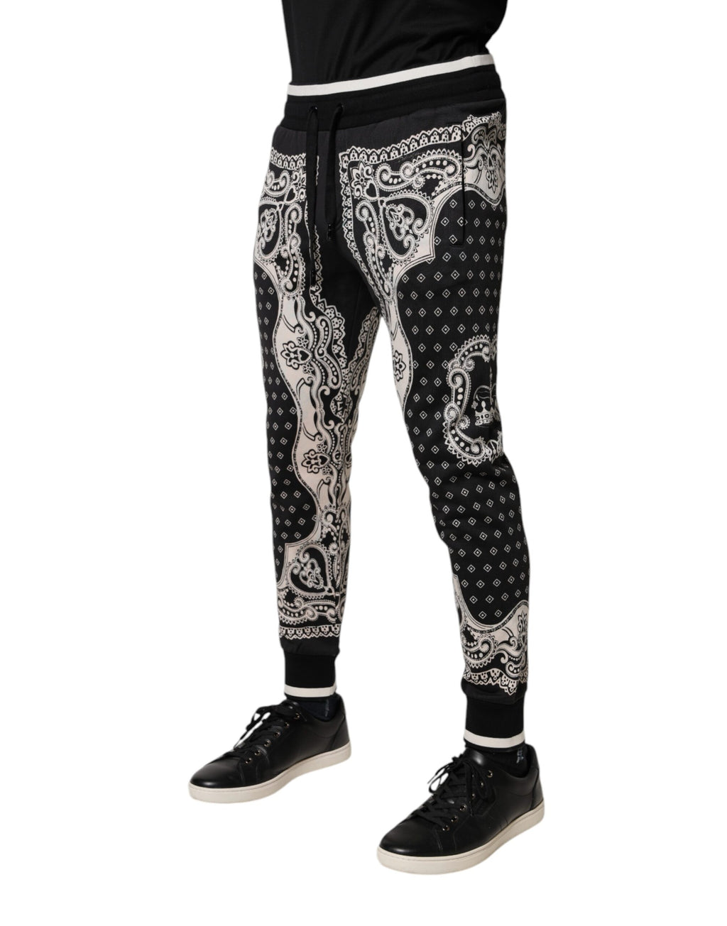 Dolce & Gabbana Schwarze Baumwoll-Bandana-Jogger-Sweatpants-Hose