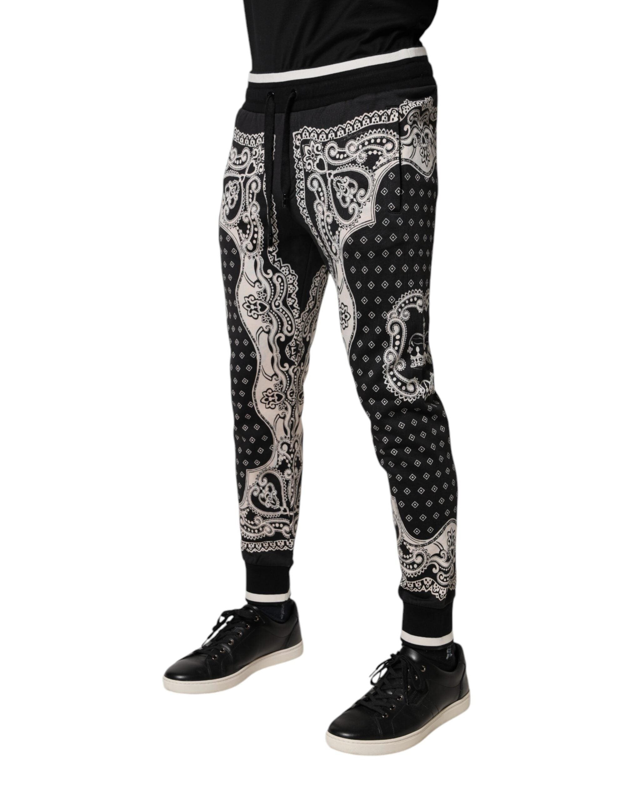 Dolce & Gabbana Schwarze Baumwoll-Bandana-Jogger-Sweatpants-Hose