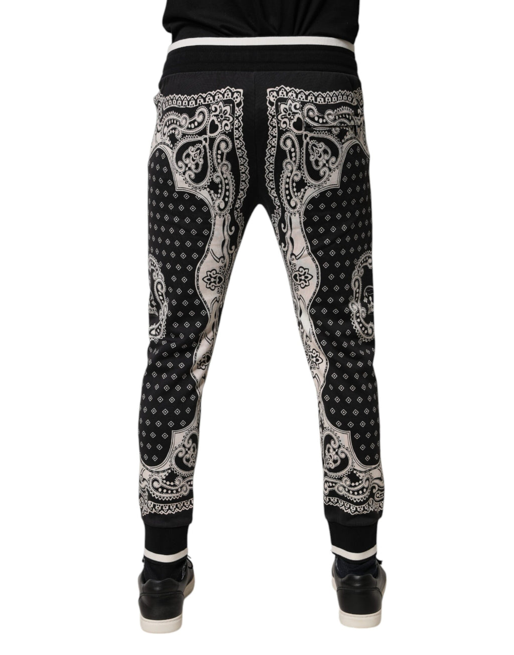 Dolce & Gabbana Schwarze Baumwoll-Bandana-Jogger-Sweatpants-Hose