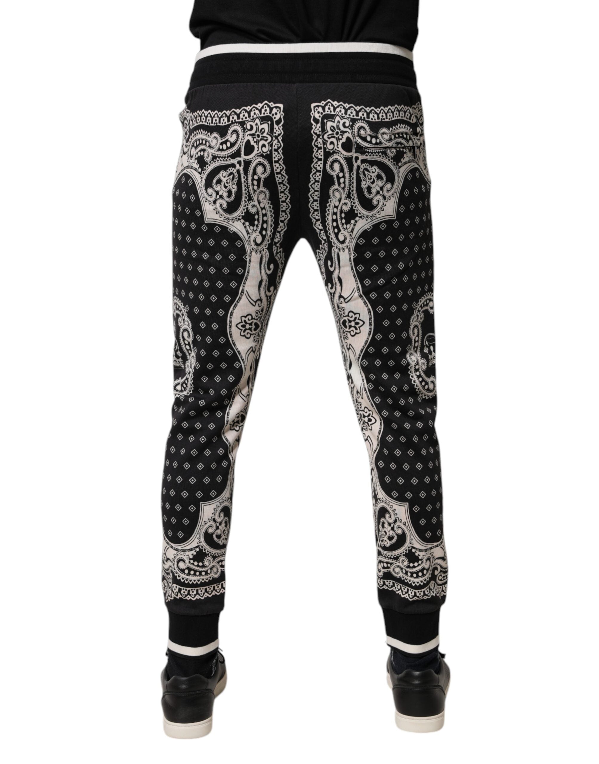 Dolce & Gabbana Schwarze Baumwoll-Bandana-Jogger-Sweatpants-Hose
